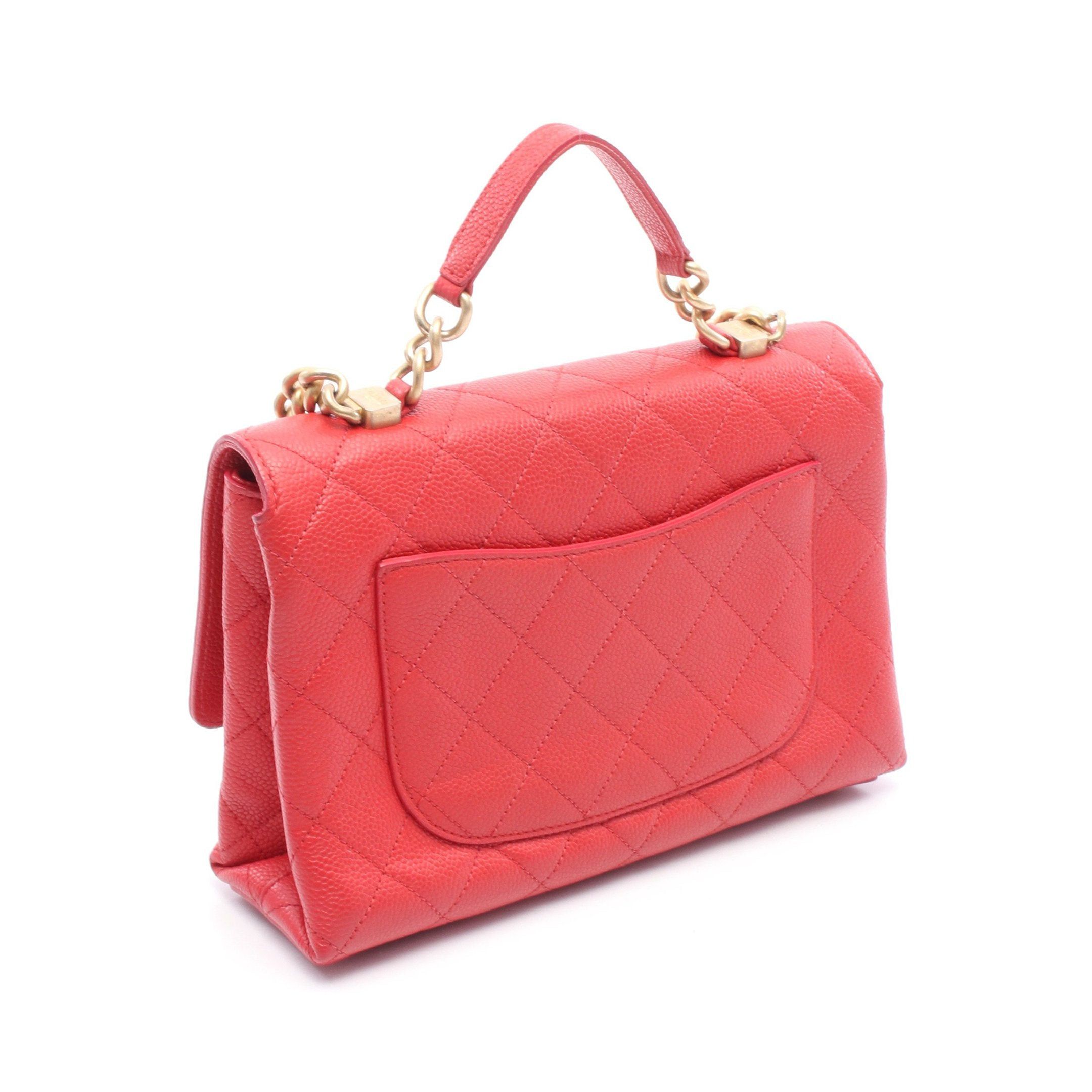 Chanel Chanel Matelasse Top Handle Chain Shoulder Bag Caviar Skin Red Gold Hardware Size ONE SIZE - 2 Thumbnail