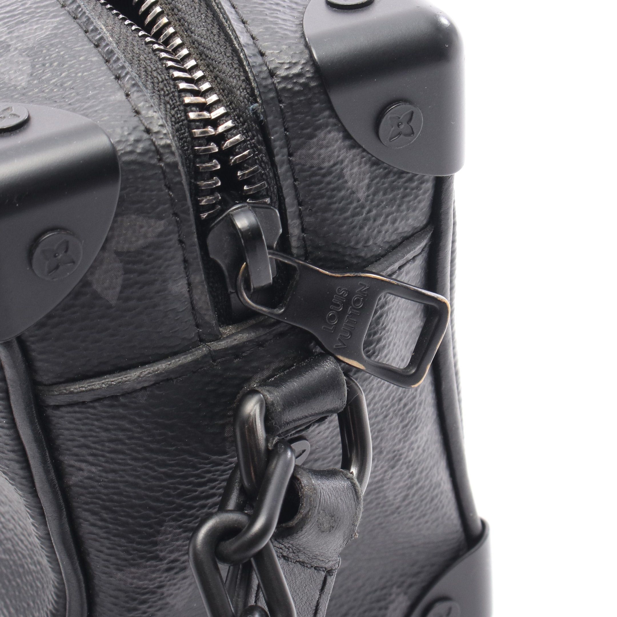 Louis Vuitton Mini Soft Trunk Monogram Eclipse Chain Shoulder Bag Leather Black