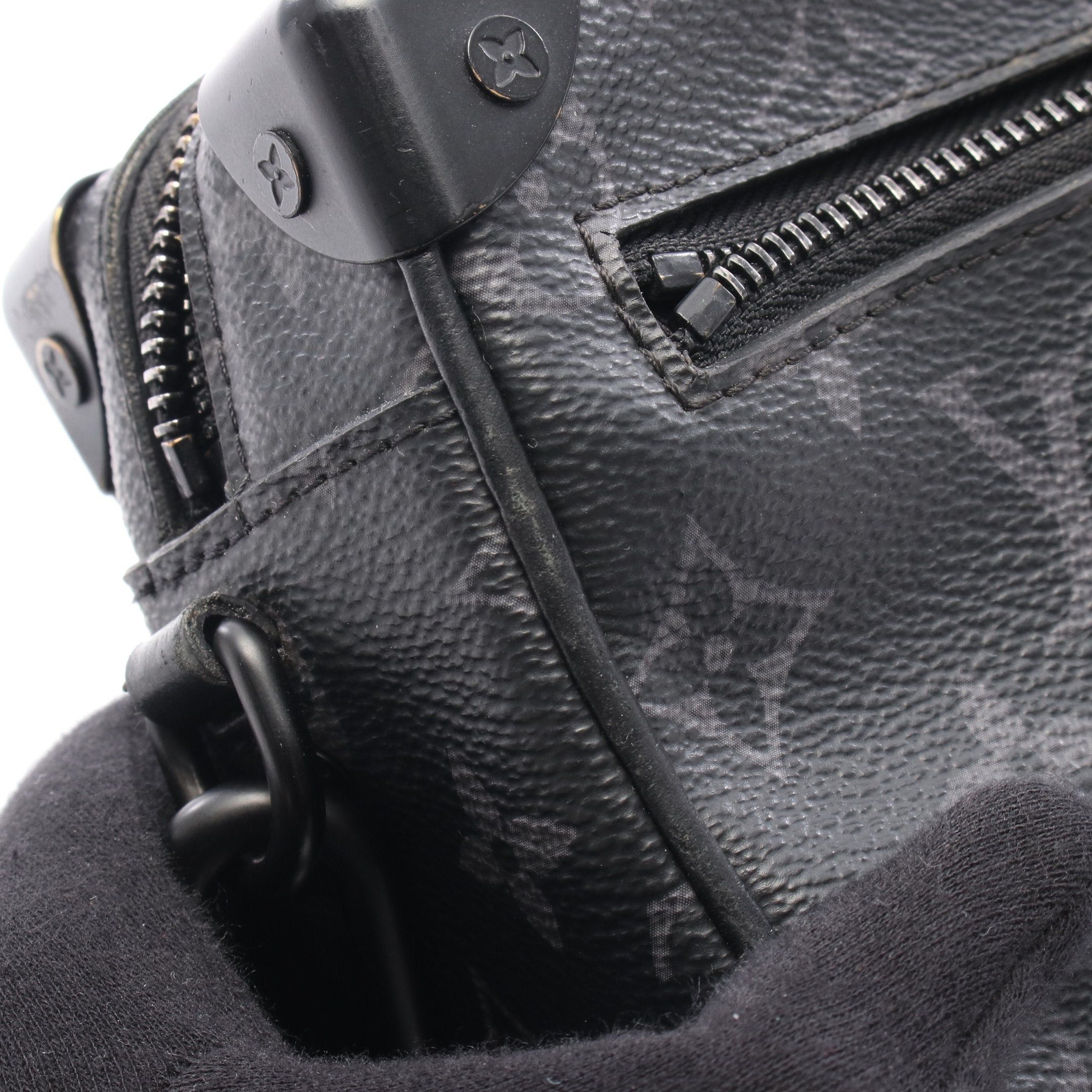 Louis Vuitton Mini Soft Trunk Monogram Eclipse Chain Shoulder Bag Leather Black