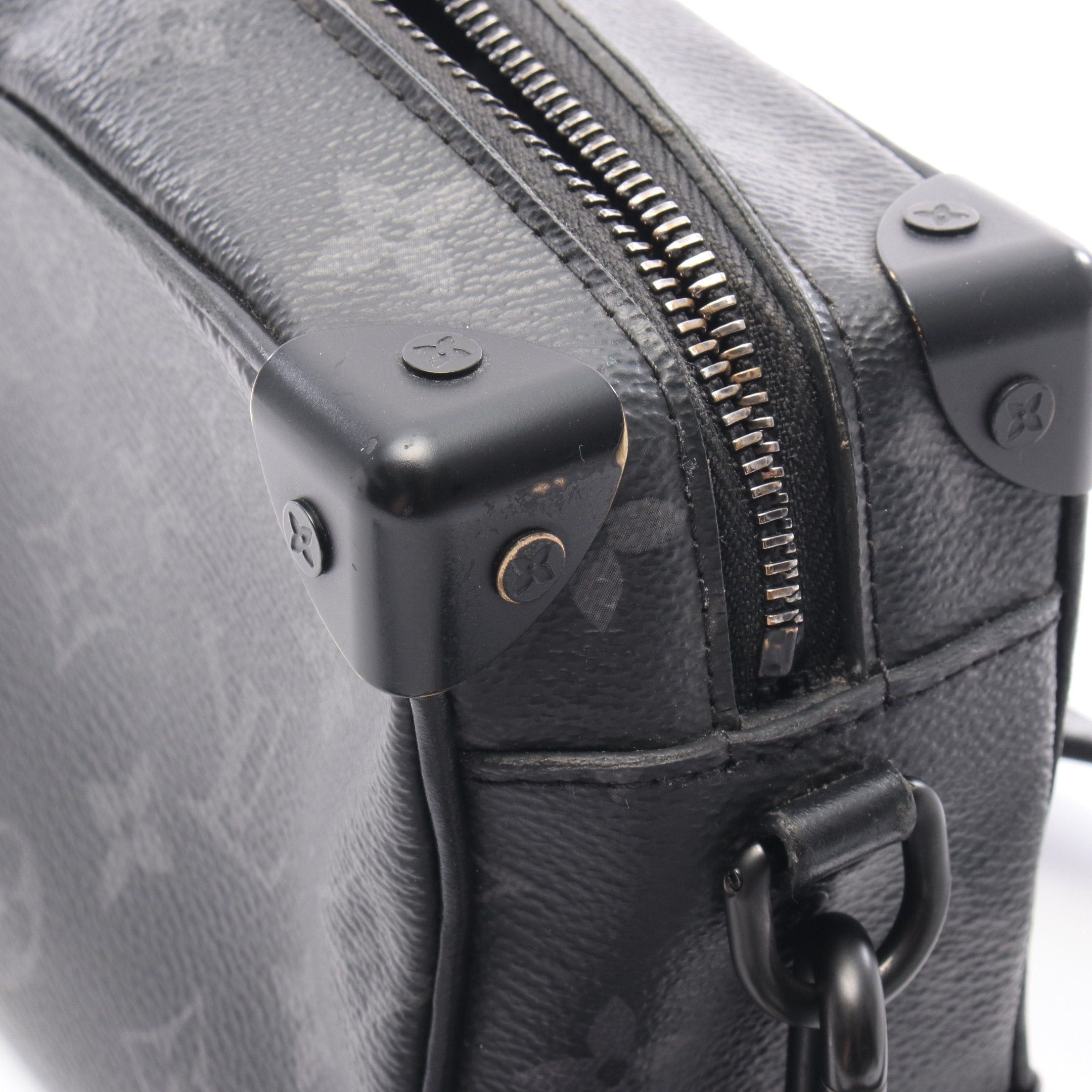 Louis Vuitton Mini Soft Trunk Monogram Eclipse Chain Shoulder Bag Leather Black