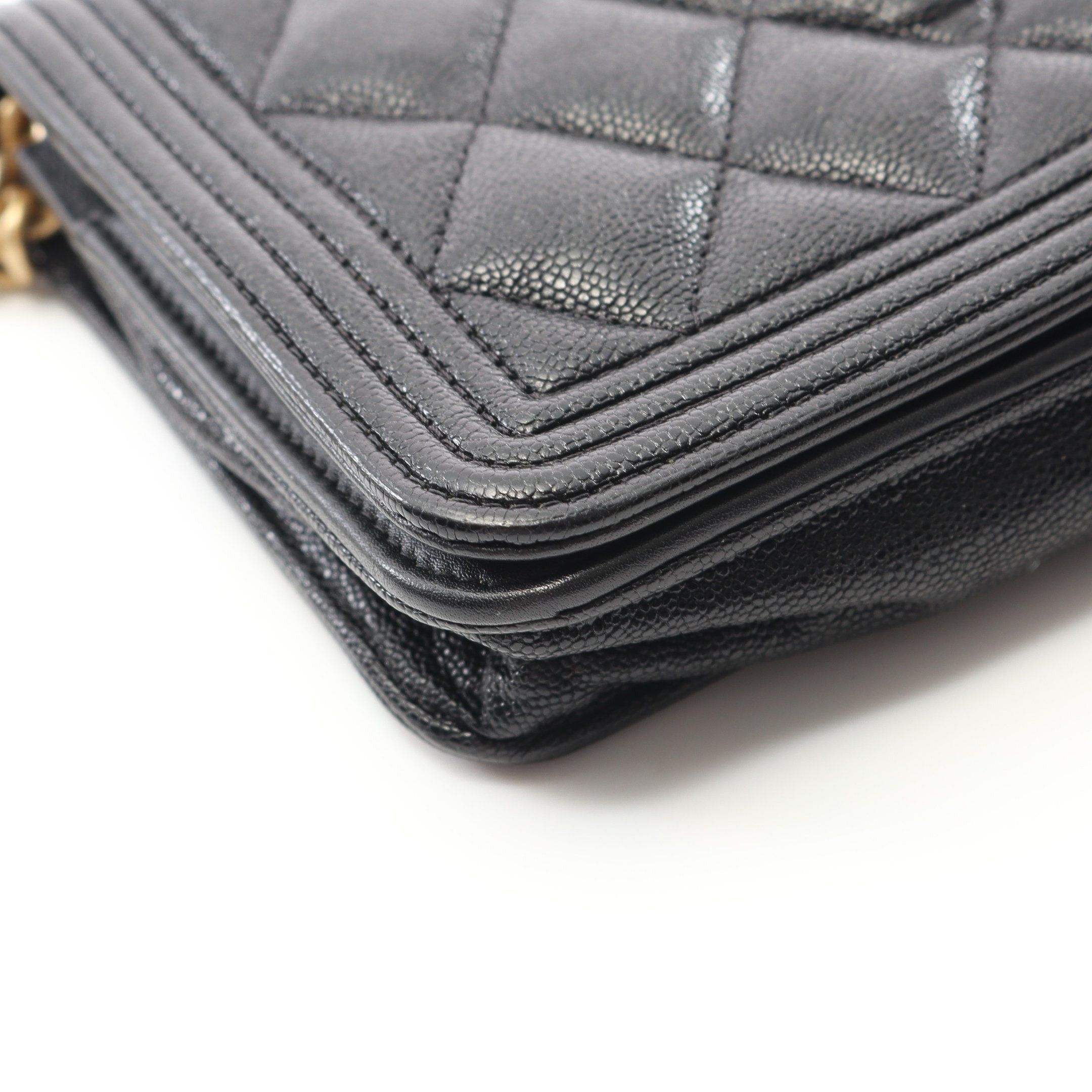 Chanel Chanel Boy Chanel Matelasse Chain Wallet Caviar Skin Black Gold Hardware Size ONE SIZE - 9 Thumbnail