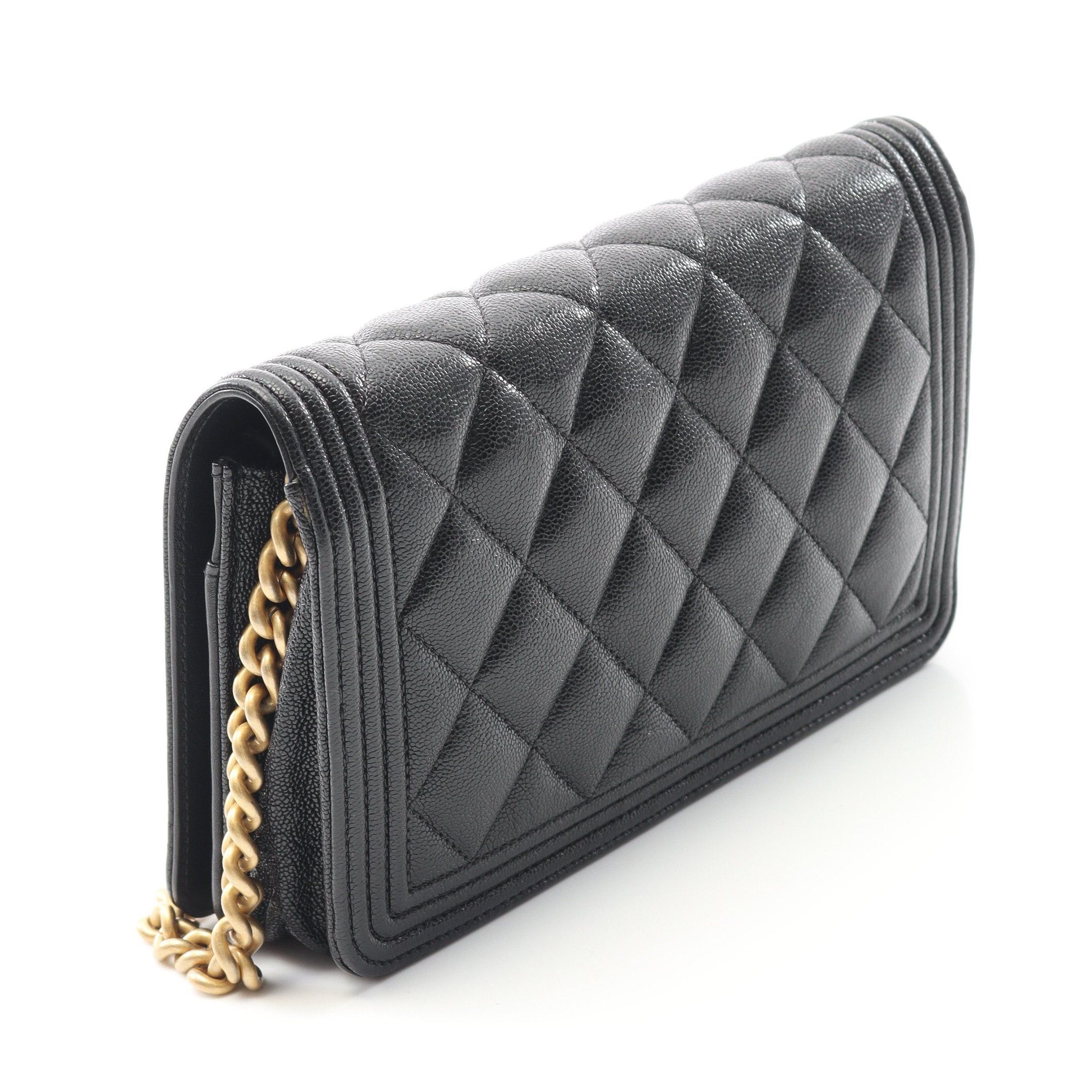 Chanel Chanel Boy Chanel Matelasse Chain Wallet Caviar Skin Black Gold Hardware Size ONE SIZE - 2 Thumbnail