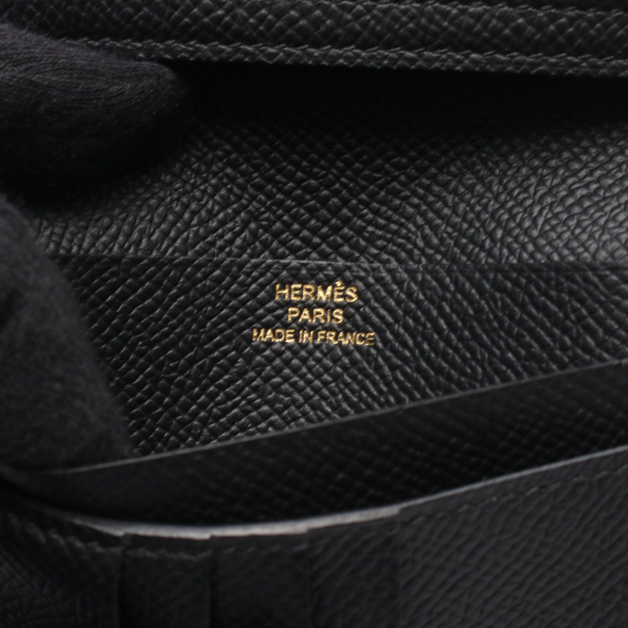 Hermes Hermes Bearn Compact Bi-Fold Wallet Veau Epsom Black Gold Hardware Double Engraved Size ONE SIZE - 4 Thumbnail