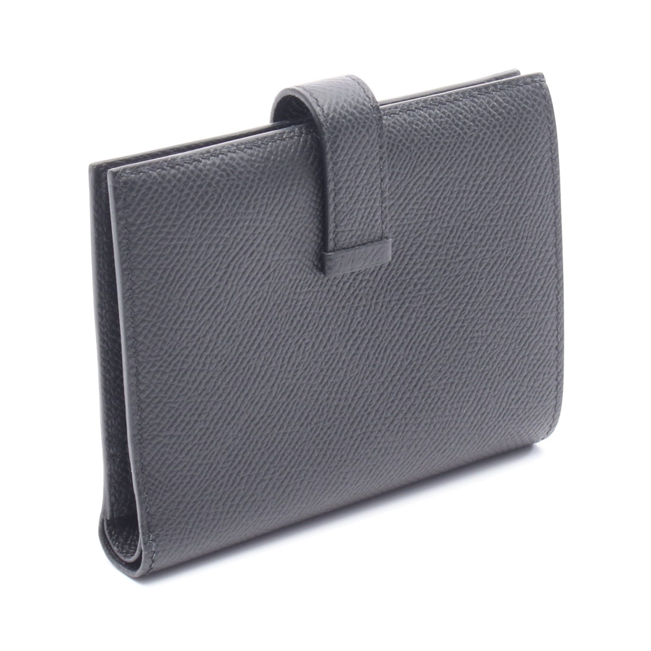 Hermes Hermes Bearn Compact Bi-Fold Wallet Veau Epsom Black Gold Hardware Double Engraved Size ONE SIZE - 2 Thumbnail