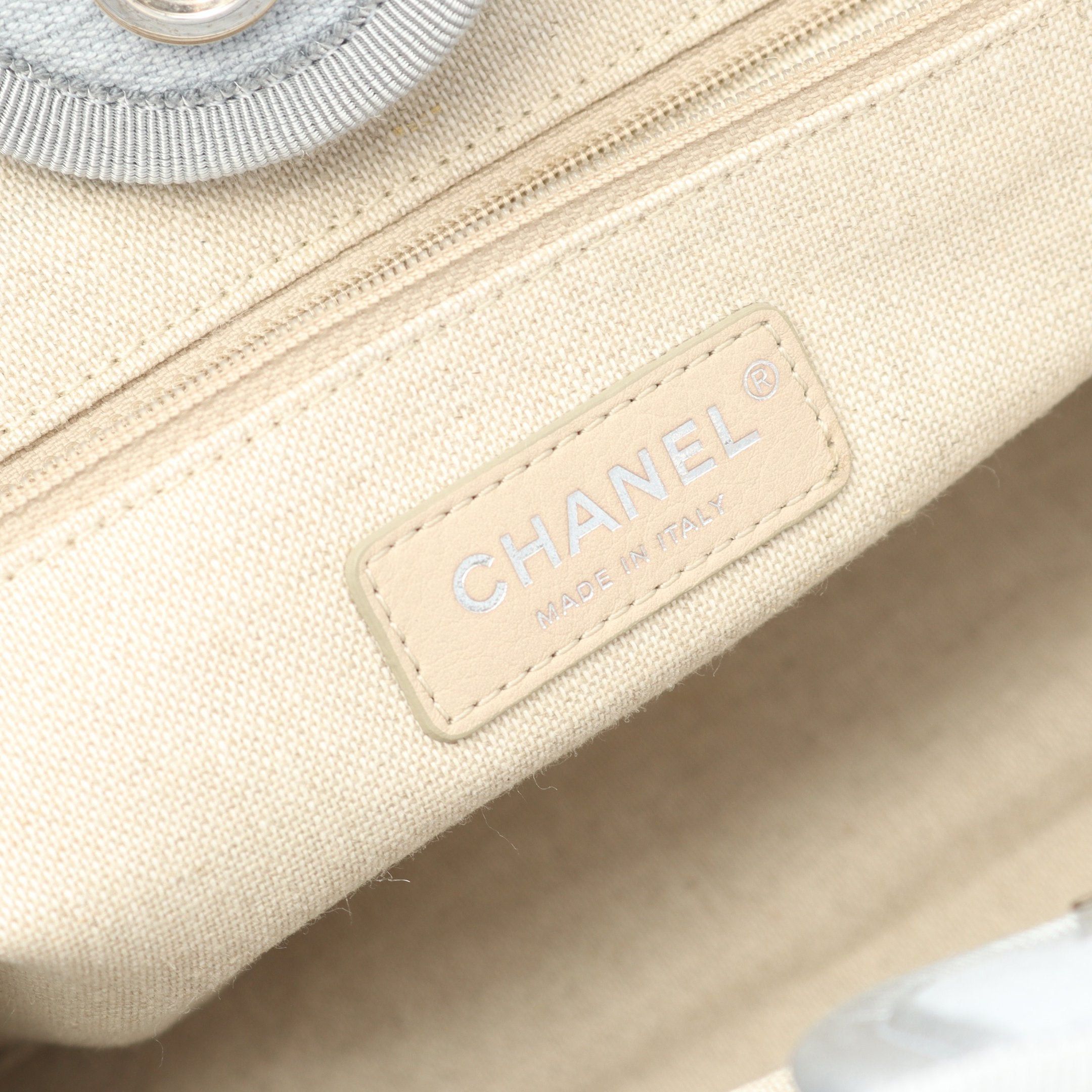 Chanel Chanel Deauville Small Chain Shoulder Bag Tote Canvas Leather Light Blue Silver Hardware Size ONE SIZE - 4 Thumbnail