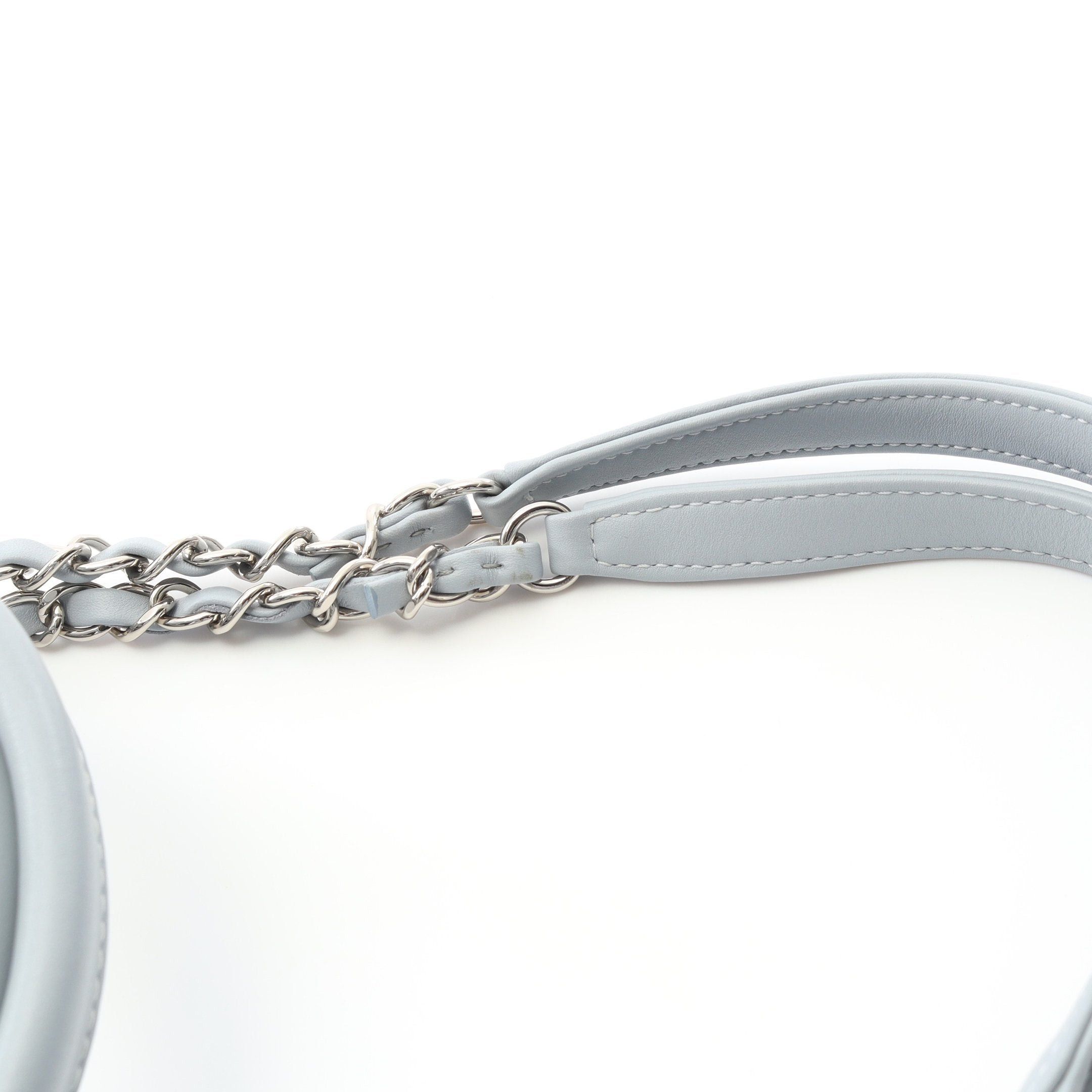 Chanel Chanel Deauville Small Chain Shoulder Bag Tote Canvas Leather Light Blue Silver Hardware Size ONE SIZE - 8 Thumbnail