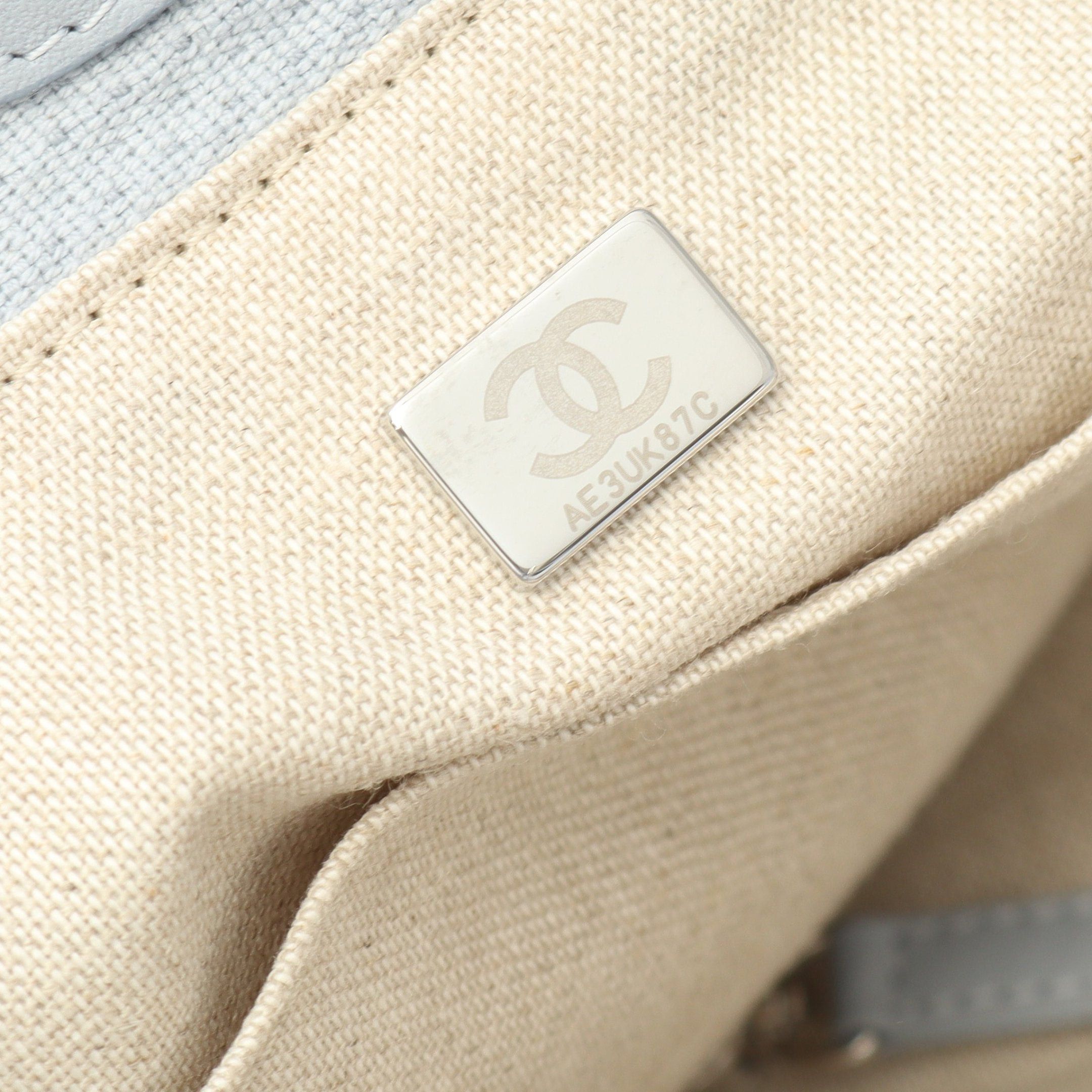 Chanel Chanel Deauville Small Chain Shoulder Bag Tote Canvas Leather Light Blue Silver Hardware Size ONE SIZE - 5 Thumbnail