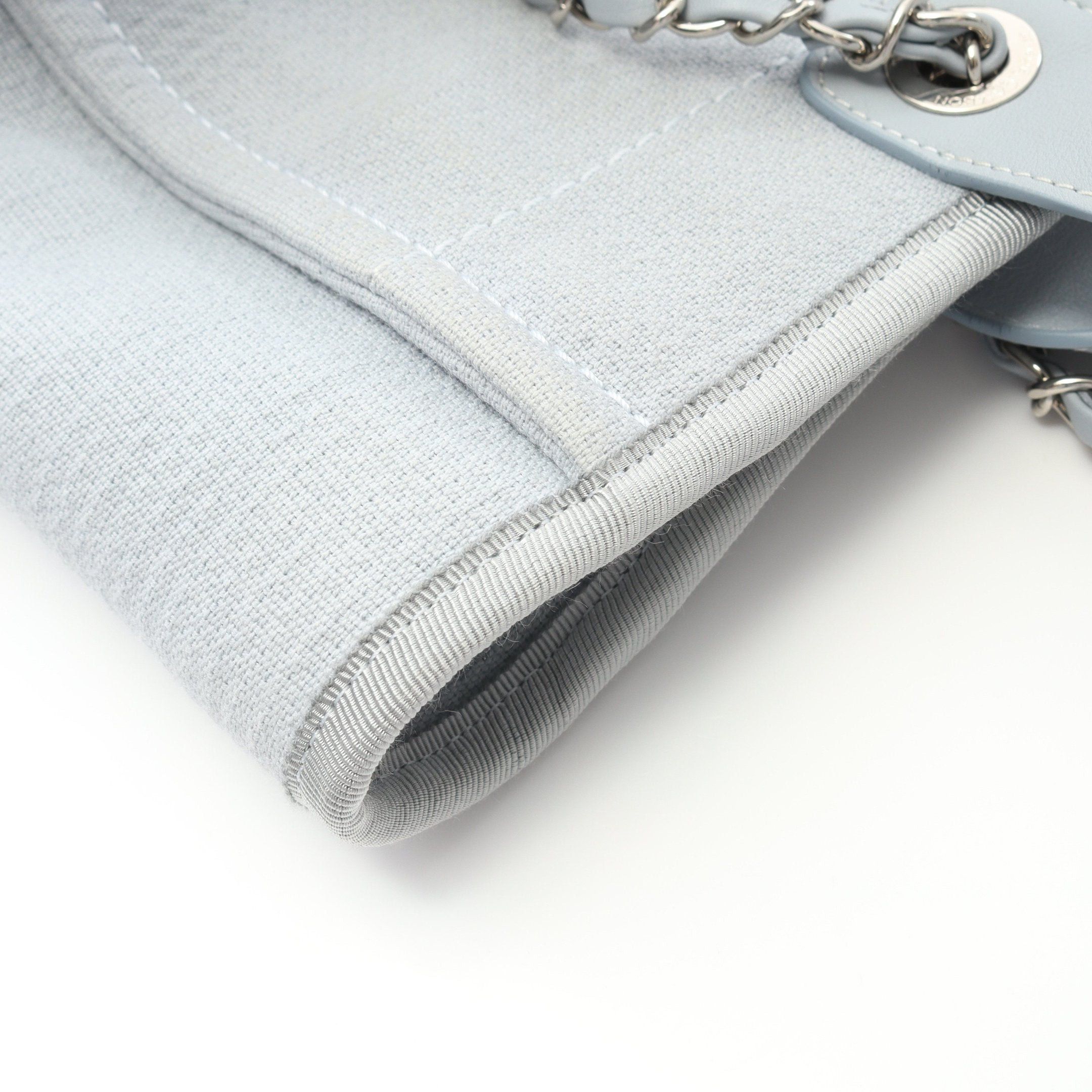 Chanel Chanel Deauville Small Chain Shoulder Bag Tote Canvas Leather Light Blue Silver Hardware Size ONE SIZE - 6 Thumbnail