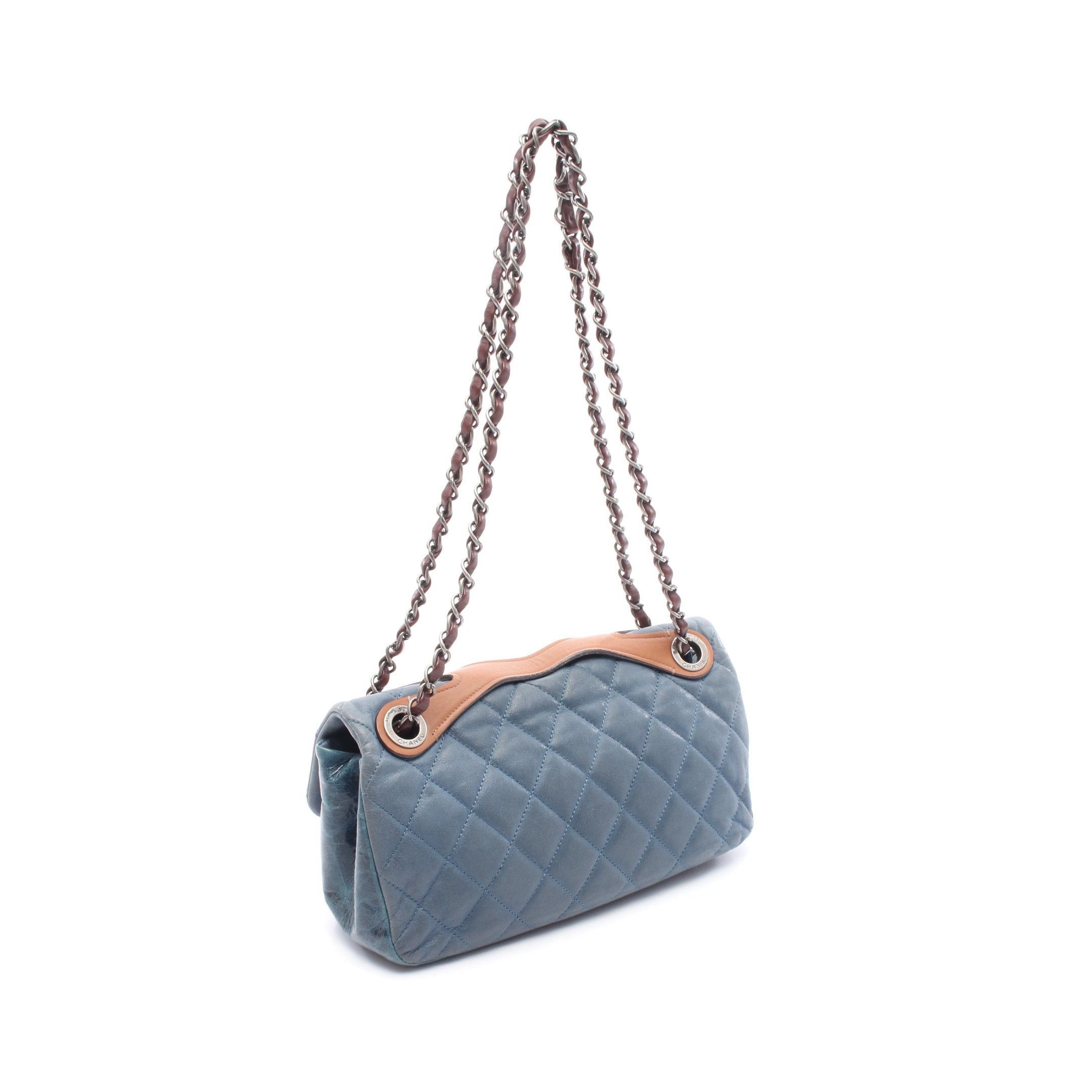 Chanel Chanel Matelasse Chain Shoulder Bag Leather Blue Brown Antique Silver Hardware Size ONE SIZE - 2 Thumbnail
