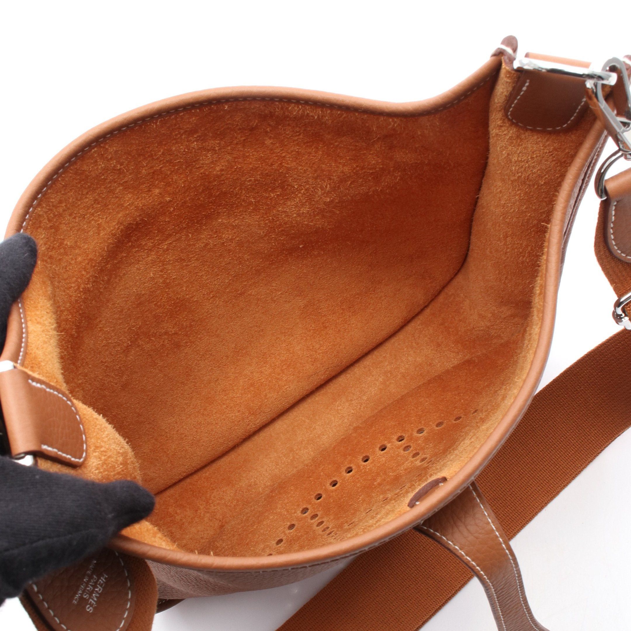 Hermes Hermes Evelyn 3 Troyes Pm Gold Shoulder Bag Clemence Leather Brown Silver Hardware Double Engraved Size ONE SIZE - 3 Thumbnail