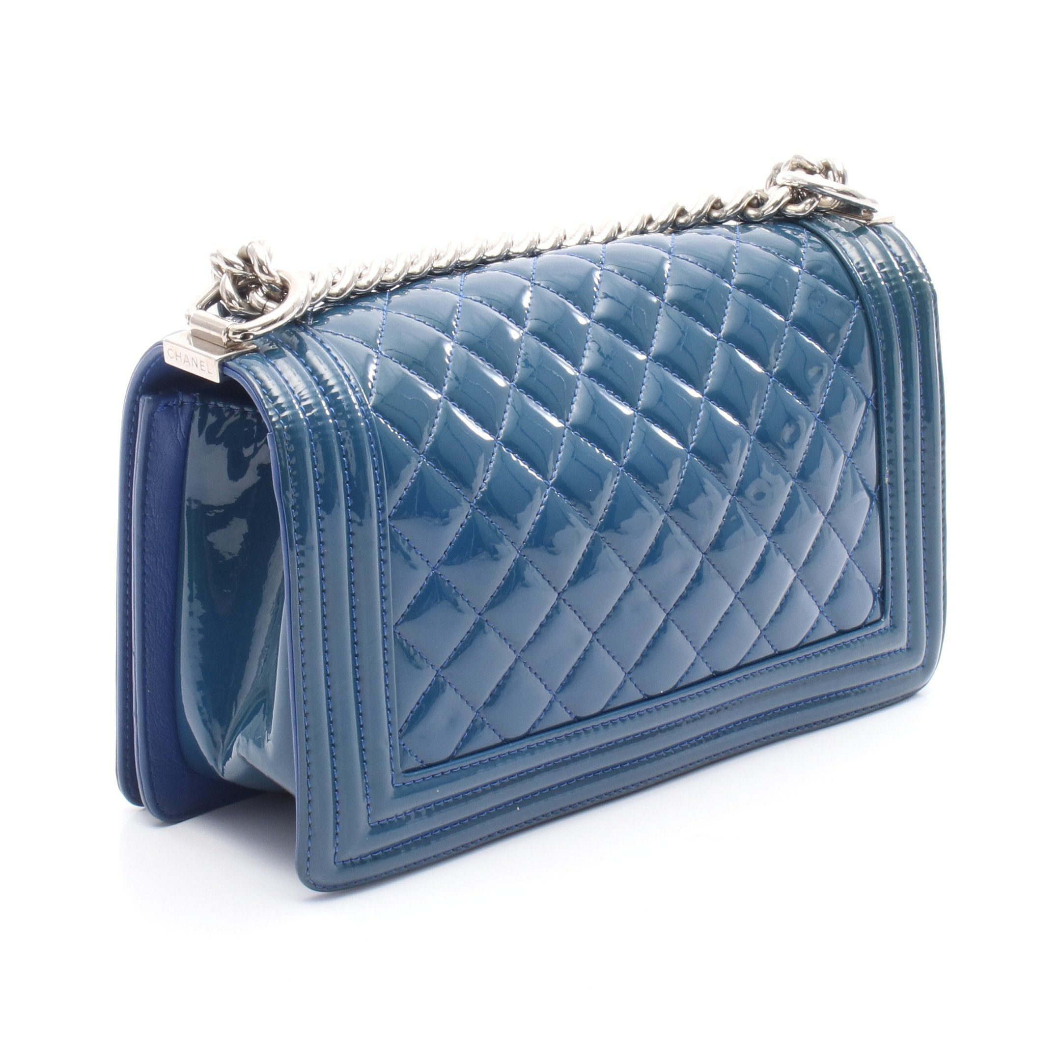 Chanel Chanel Boy Chanel Chain Shoulder Bag Patent Leather Navy Silver Hardware Size ONE SIZE - 2 Thumbnail