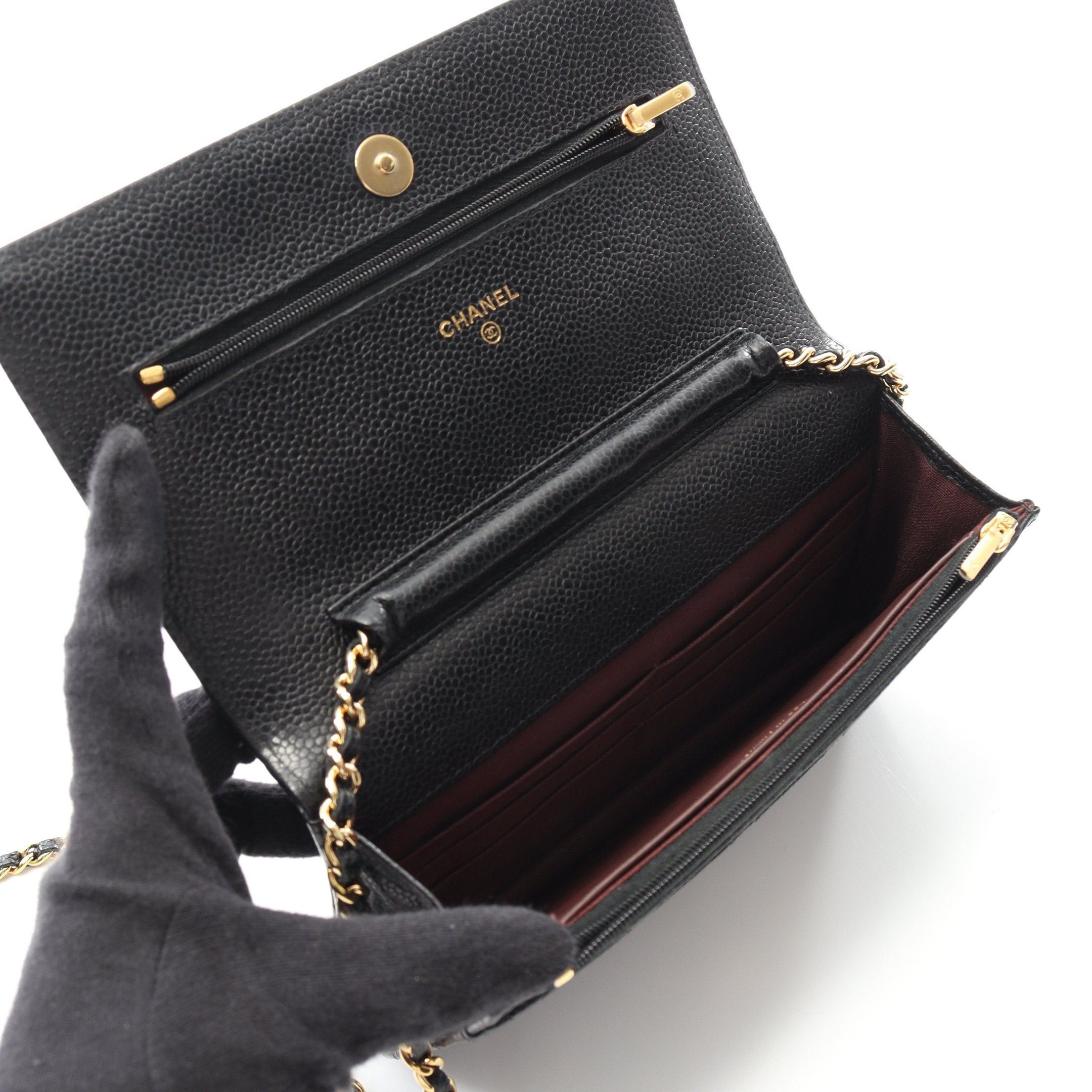Chanel Chanel Matelasse Chain Wallet Caviar Skin Black Gold Hardware Size ONE SIZE - 3 Thumbnail