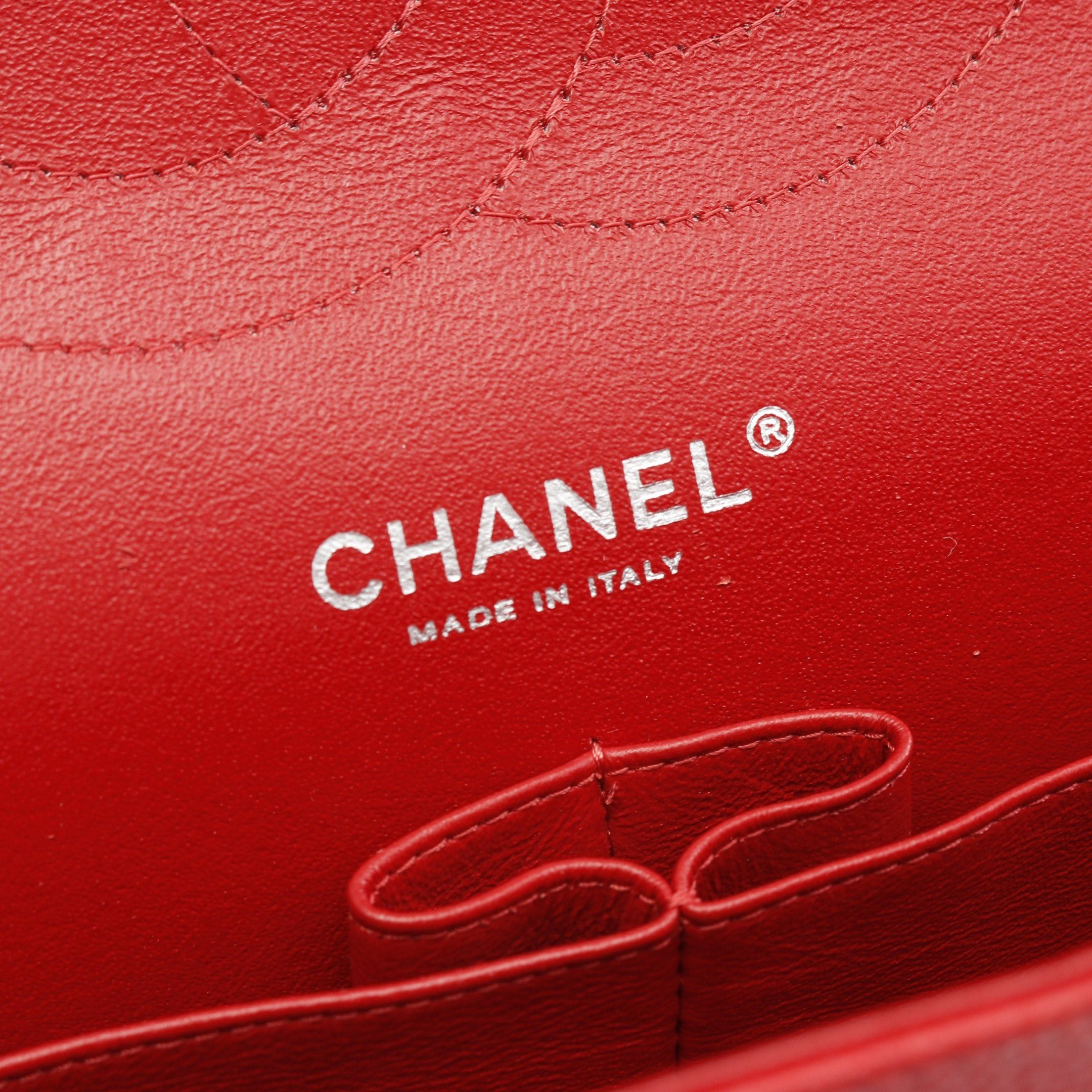 Chanel Chanel Decamatlassé 30 Classic Large Double Flap Chain Shoulder Bag Caviar Skin Red Silver Hardware Size ONE SIZE - 4 Thumbnail