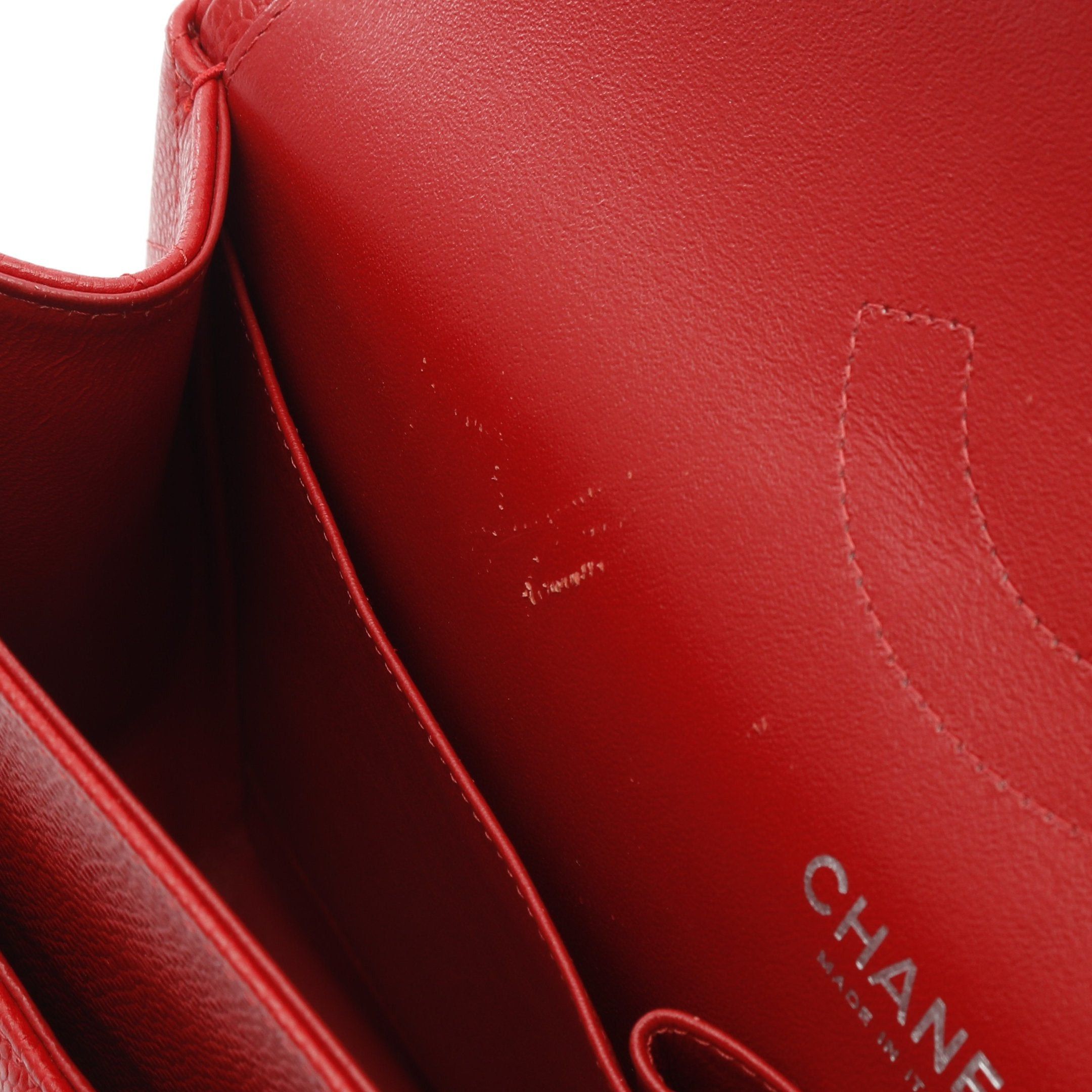 Chanel Chanel Decamatlassé 30 Classic Large Double Flap Chain Shoulder Bag Caviar Skin Red Silver Hardware Size ONE SIZE - 9 Thumbnail