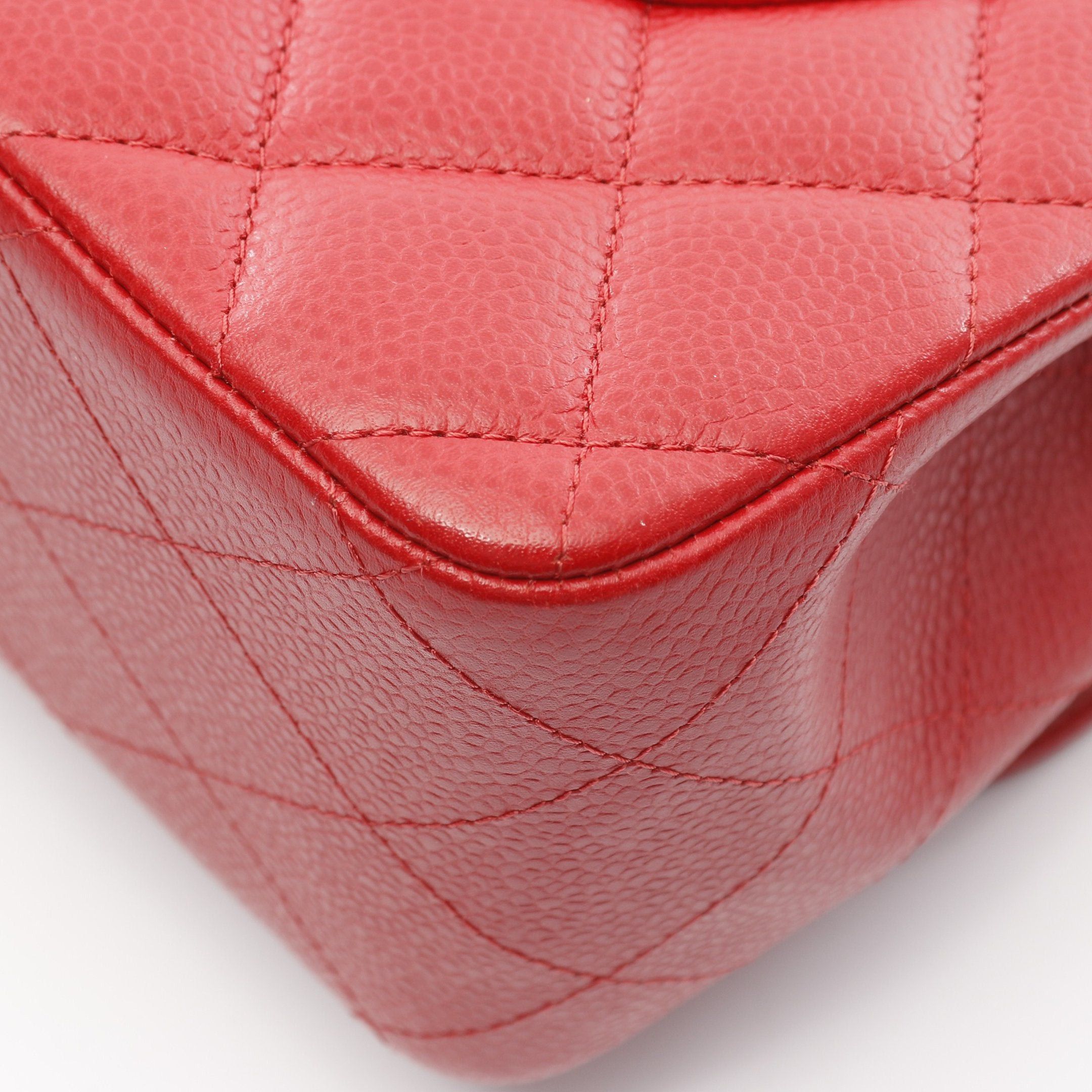 Chanel Chanel Decamatlassé 30 Classic Large Double Flap Chain Shoulder Bag Caviar Skin Red Silver Hardware Size ONE SIZE - 6 Thumbnail