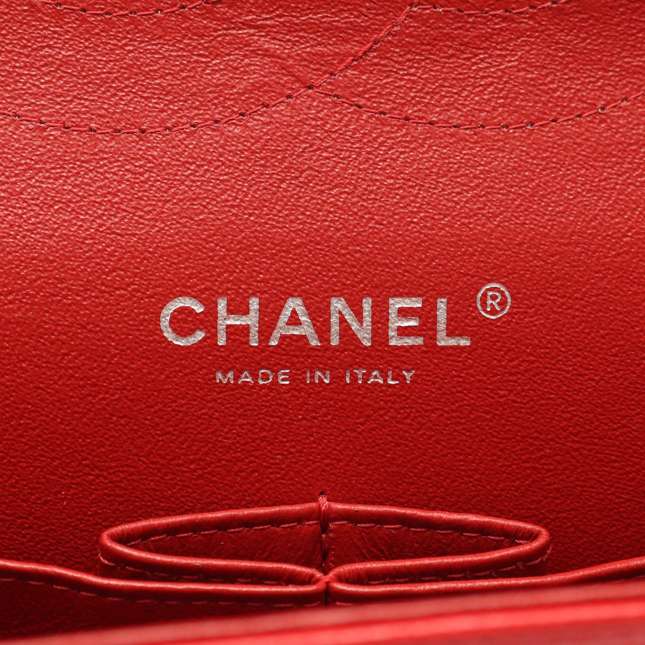 Chanel Chanel Decamatlassé 30 Classic Large Double Flap Chain Shoulder Bag Caviar Skin Red Antique Silver Hardware Size ONE SIZE - 4 Thumbnail