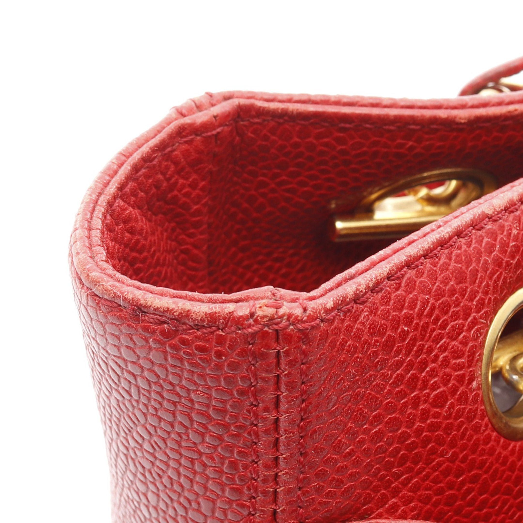 Chanel Chanel Coco Mark Chain Shoulder Bag Tote Caviar Skin Red Gold Hardware Size ONE SIZE - 11 Thumbnail