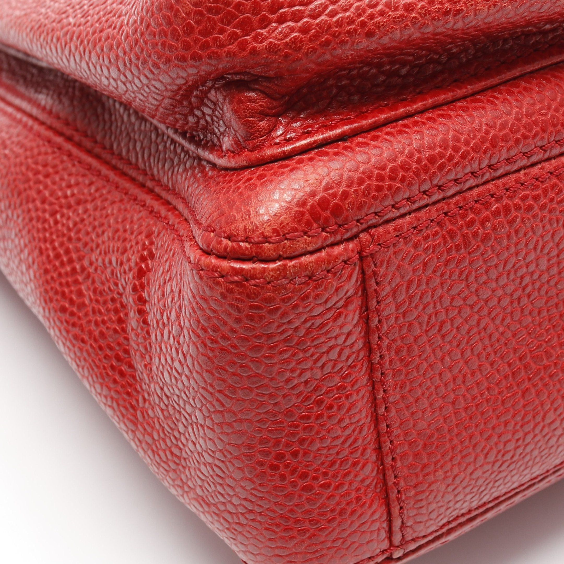 Chanel Chanel Coco Mark Chain Shoulder Bag Tote Caviar Skin Red Gold Hardware Size ONE SIZE - 8 Thumbnail