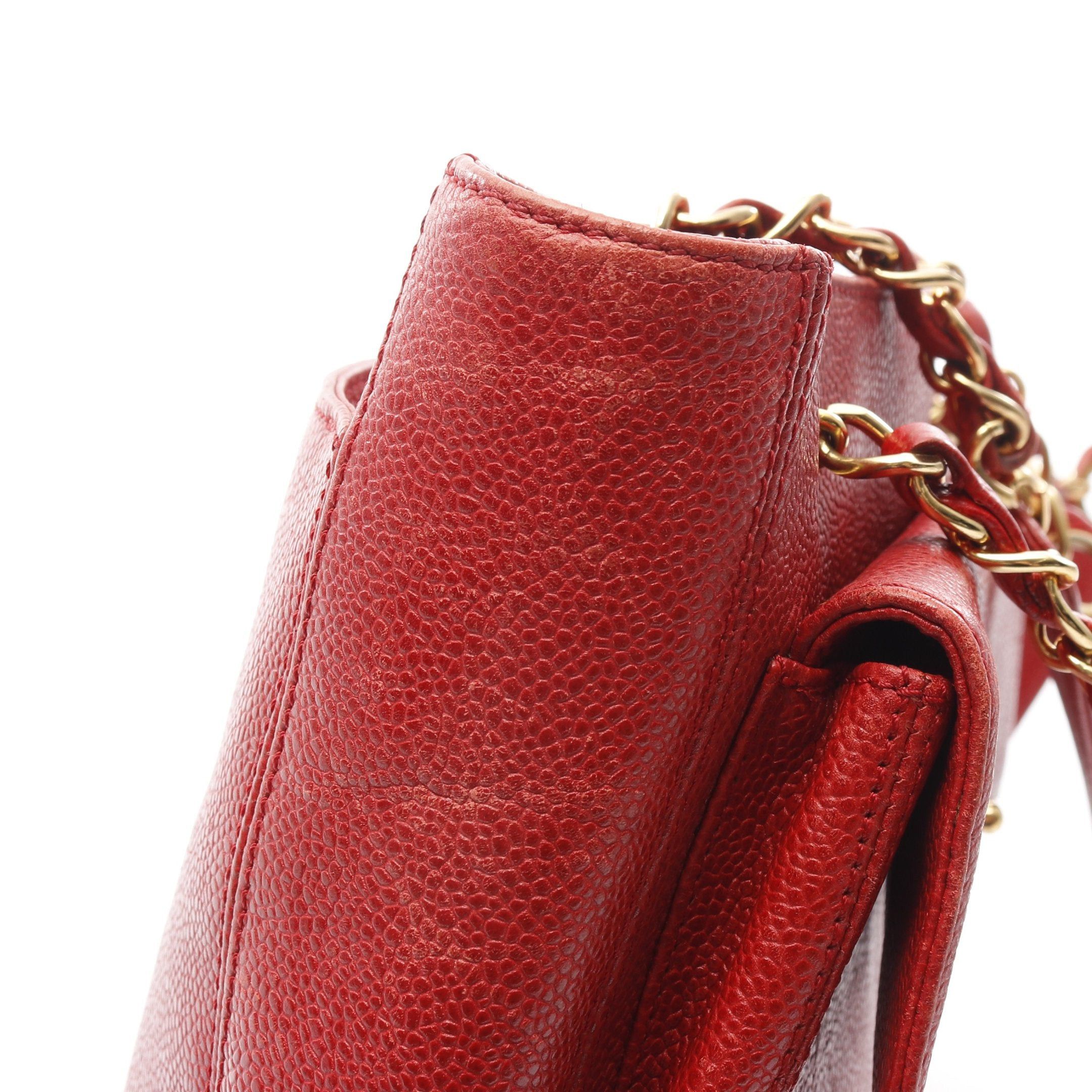 Chanel Chanel Coco Mark Chain Shoulder Bag Tote Caviar Skin Red Gold Hardware Size ONE SIZE - 6 Thumbnail