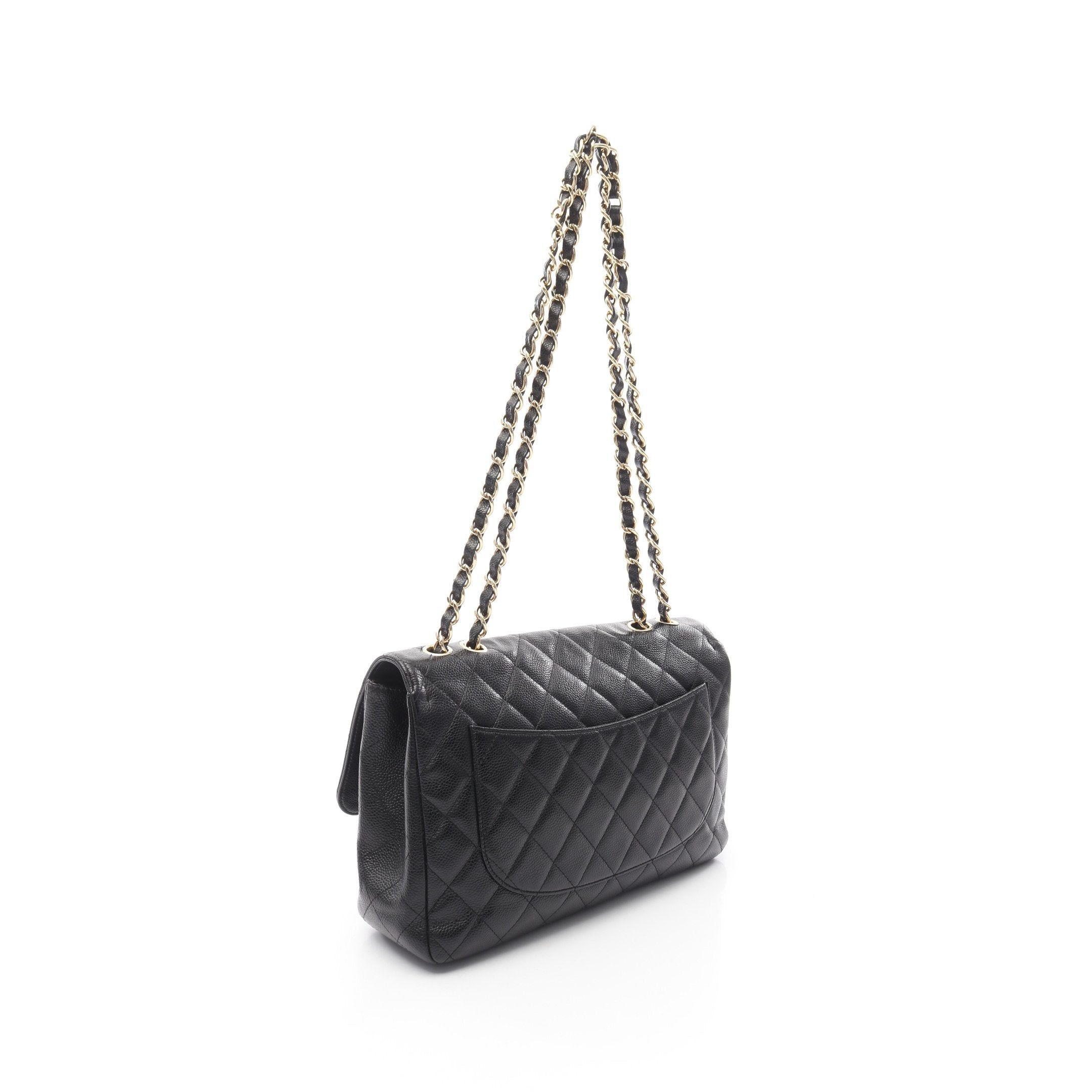 Chanel Chanel Decamatlassé 30 Single Flap Double Chain Shoulder Bag Caviar Skin Black Gold Hardware Size ONE SIZE - 2 Thumbnail