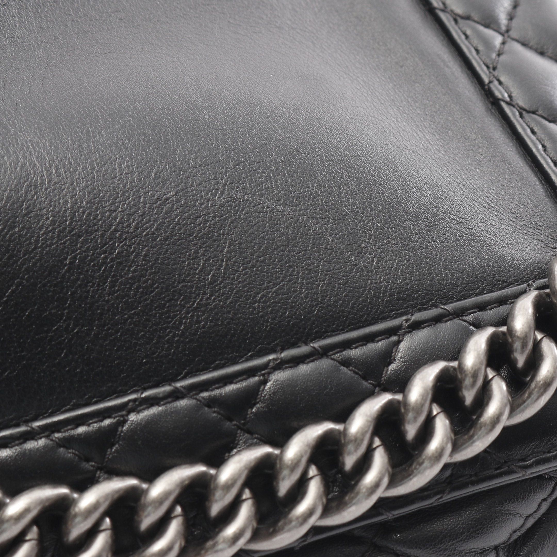 Chanel Chanel Boy Chanel Chain Shoulder Bag Leather Black Antique Silver Hardware Size ONE SIZE - 11 Thumbnail