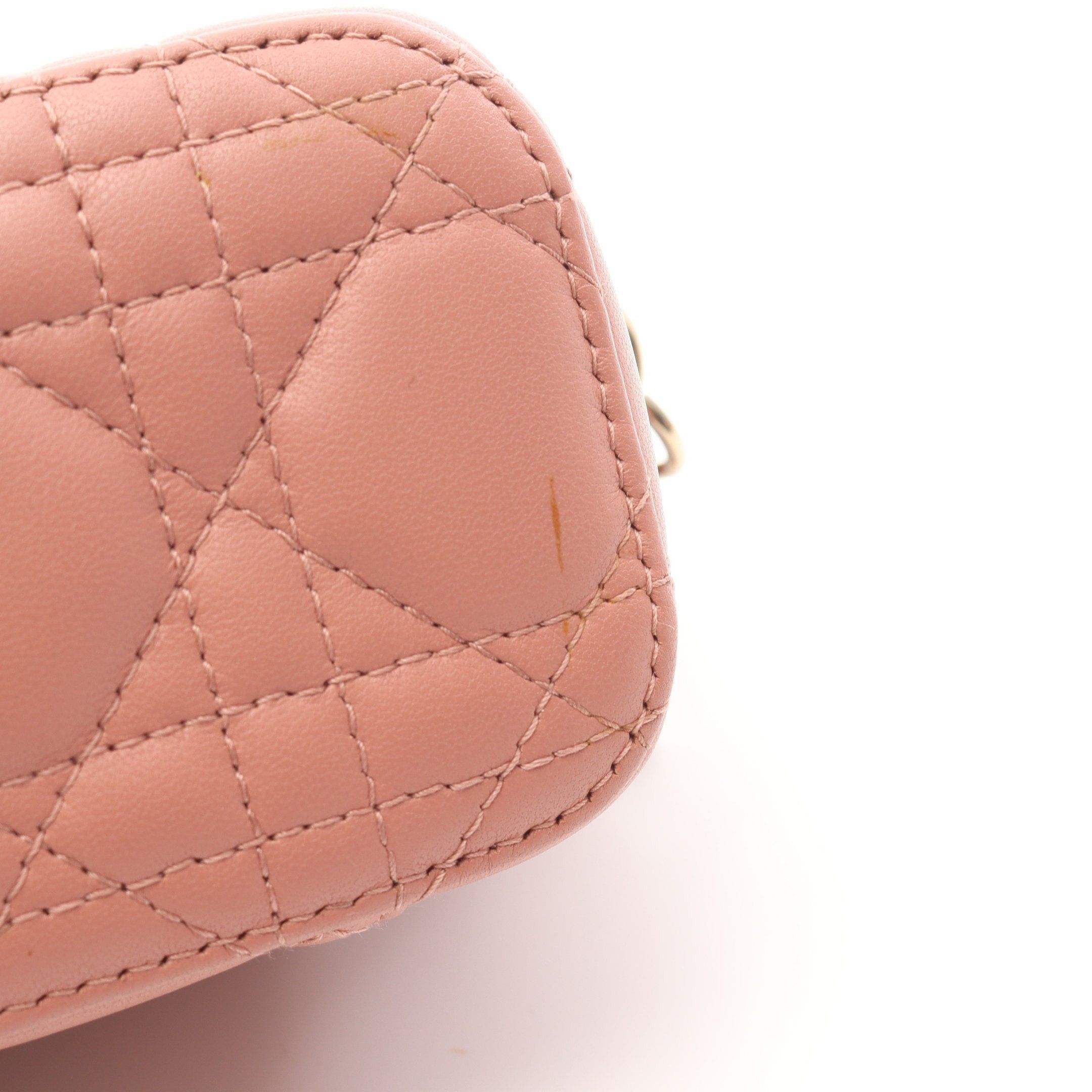 Dior Dior Lady Dior Micro Vanity Canage Bag Leather Pink Size ONE SIZE - 6 Thumbnail