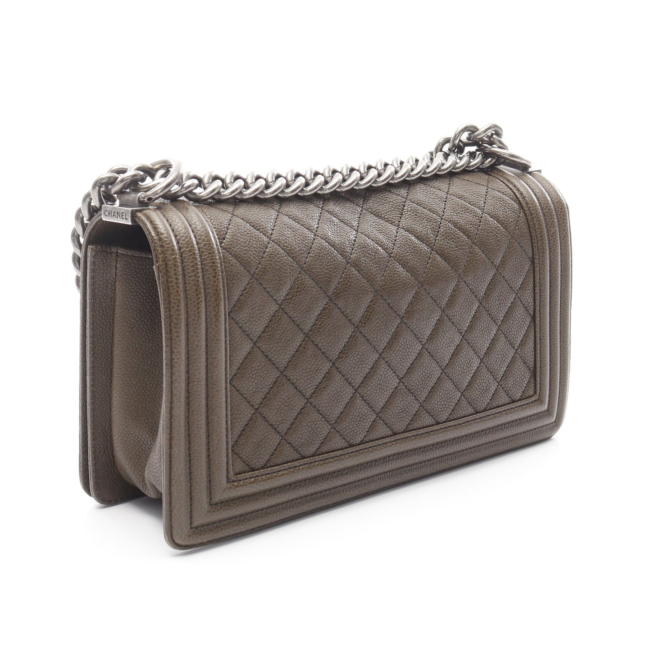 Chanel Chanel Boy Chanel Chain Shoulder Bag Caviar Skin Khaki Brown Antique Silver Hardware Size ONE SIZE - 2 Thumbnail
