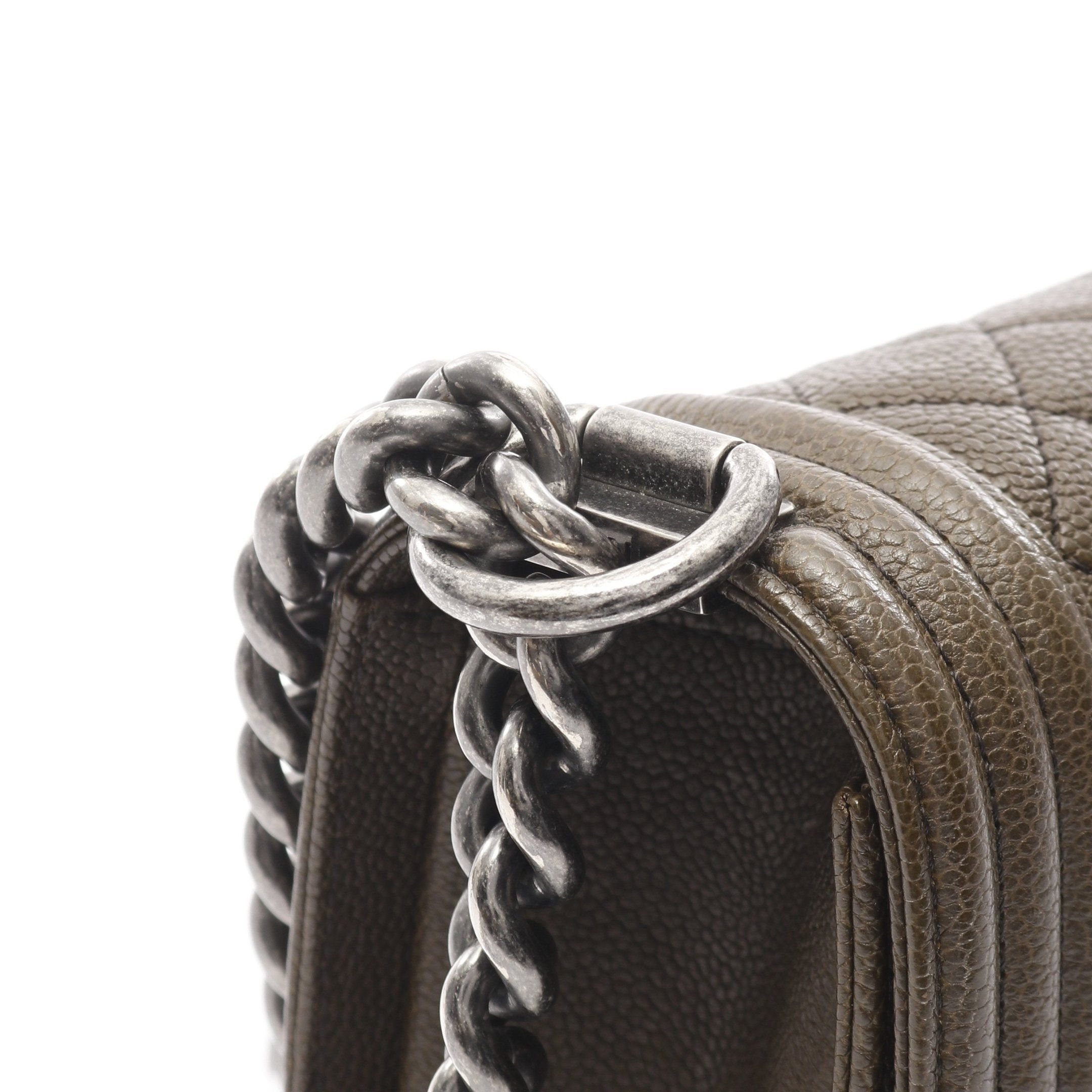 Chanel Chanel Boy Chanel Chain Shoulder Bag Caviar Skin Khaki Brown Antique Silver Hardware Size ONE SIZE - 7 Thumbnail