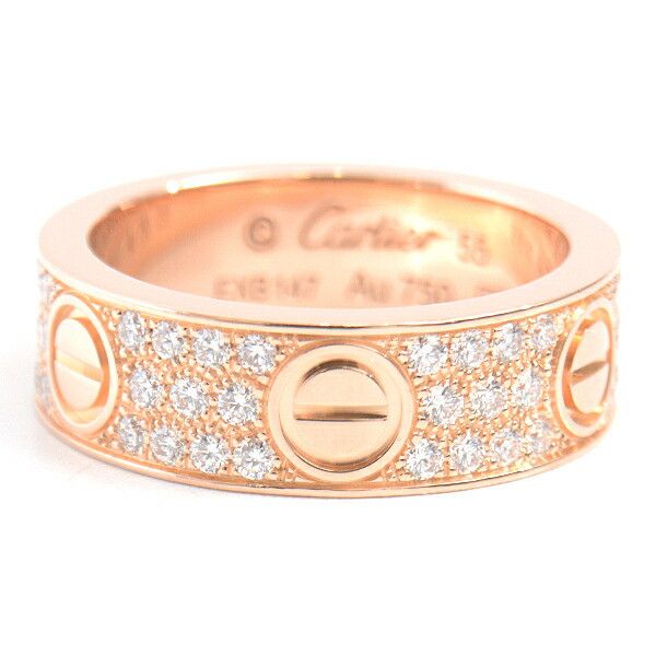 Cartier Cartier Cartier Love Full Pave Diamond 750PG Ring Size 55 Crocodile skin Ring DUTY FREE for USA Size ONE SIZE - 3 Thumbnail