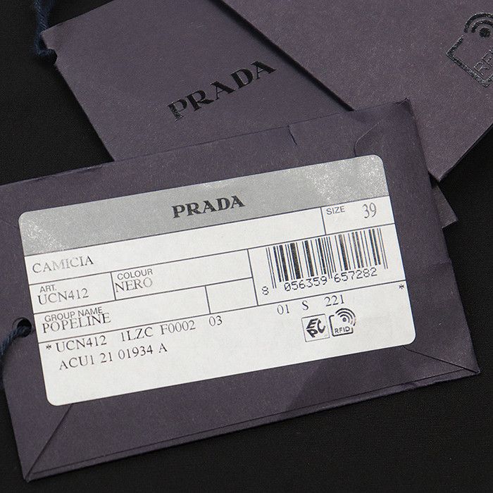 Prada Prada Triangle Sequin Cotton Shirt Cotton Dress Shirt UCN412