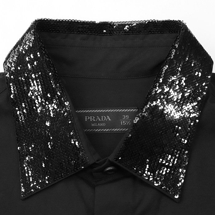 Prada Prada Triangle Sequin Cotton Shirt Cotton Dress Shirt UCN412