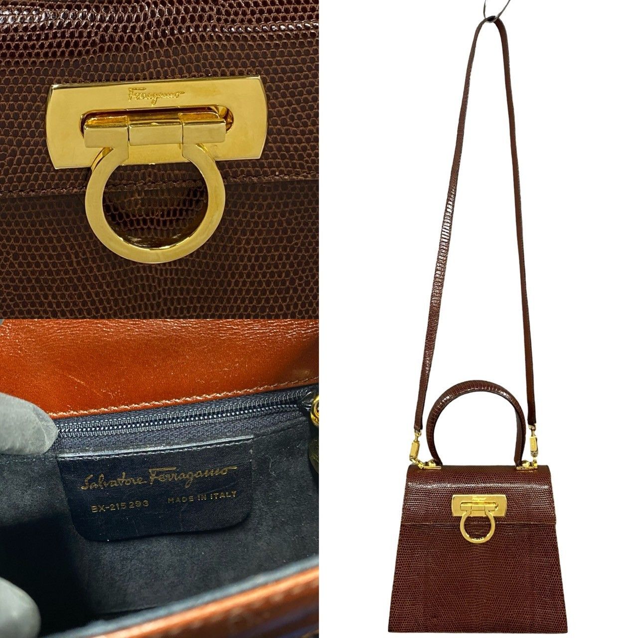 Salvatore Ferragamo Salvatore Ferragamo Salvatore Ferragamo Gancini Lizard 2way Bag Leather Shoulder Bag DUTY FREE for USA Size ONE SIZE - 4 Thumbnail
