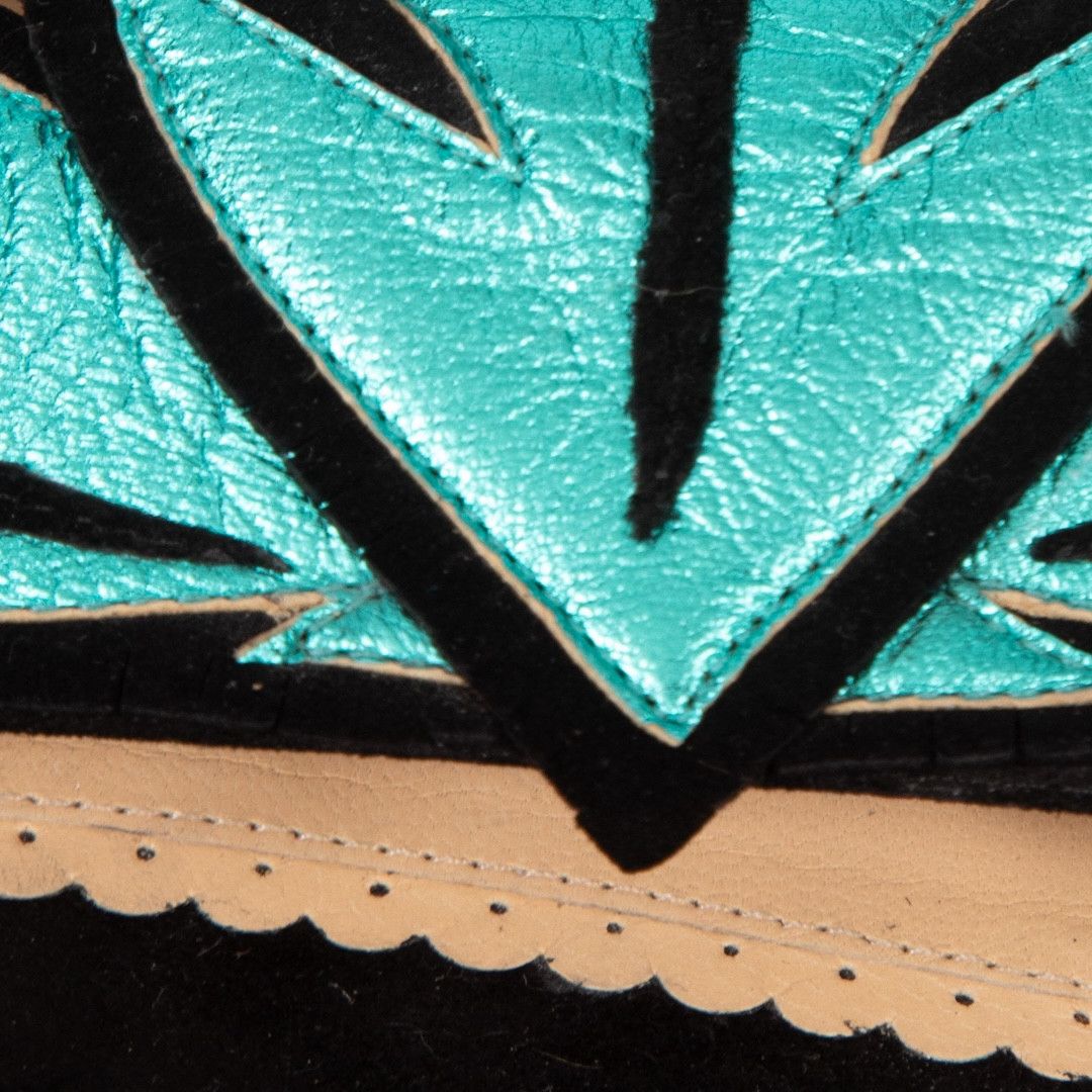 Turquoise Leaf Leather Sandals