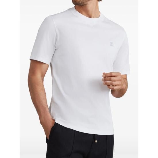 Brunello Cucinelli BRUNELLO CUCINELLI Men T-Shirts M0B131328G CDJ74 WHITE Size US L / EU 52-54 / 3 - 2 Thumbnail