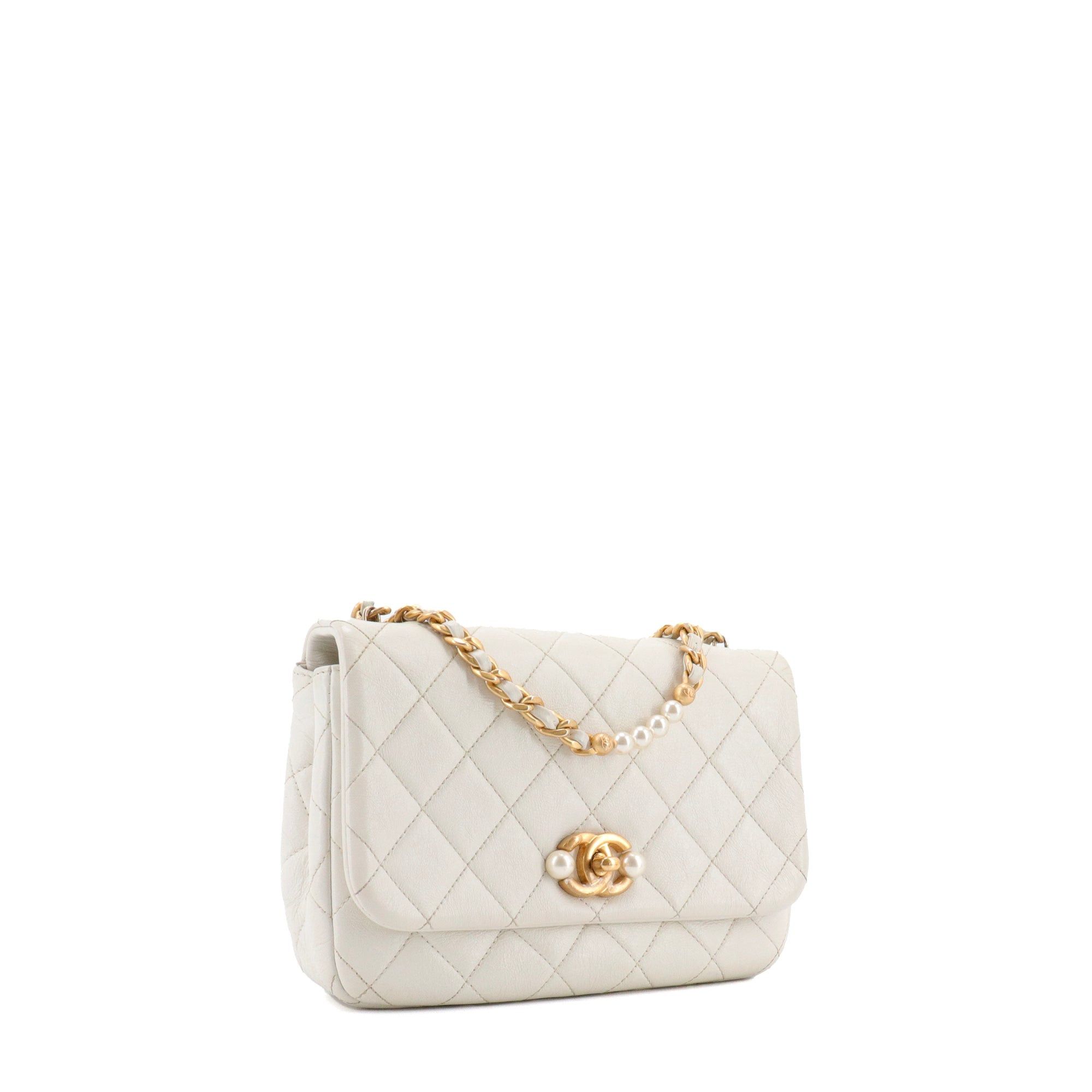 Chanel CHANEL - Chanel Pearl Side Flap shoulder bag in white glazed leather, limited edition Size ONE SIZE - 2 Thumbnail