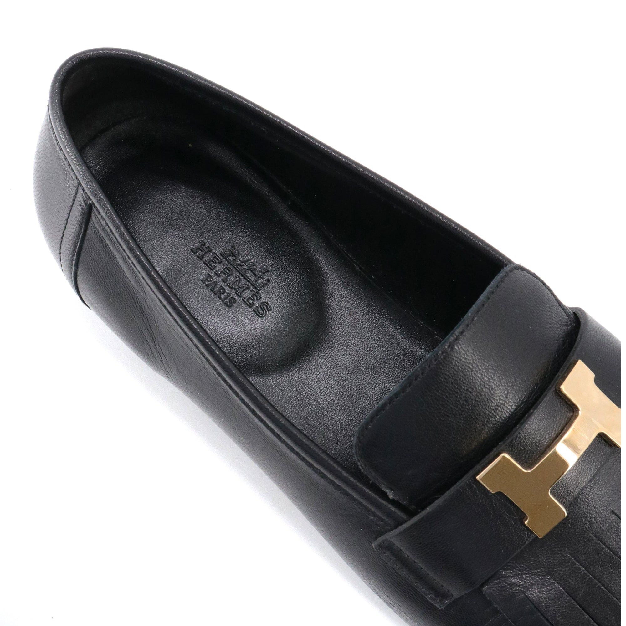 Hermes HERMÈS - Royal Hermès loafers in black leather (T41) Size US 10 / IT 40 - 6 Thumbnail