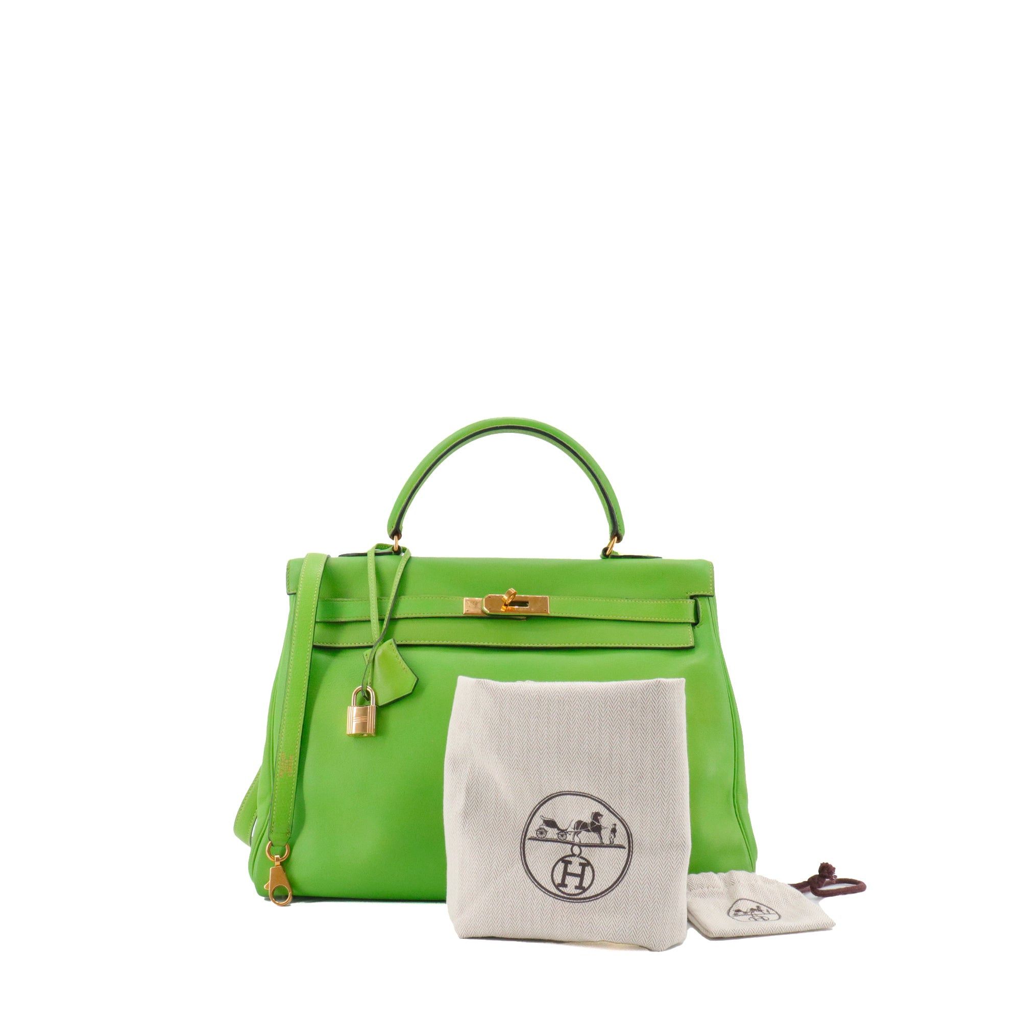 Hermes HERMÈS - Kelly 35 Hermès handbag in grany green swift leather Size ONE SIZE - 12 Thumbnail