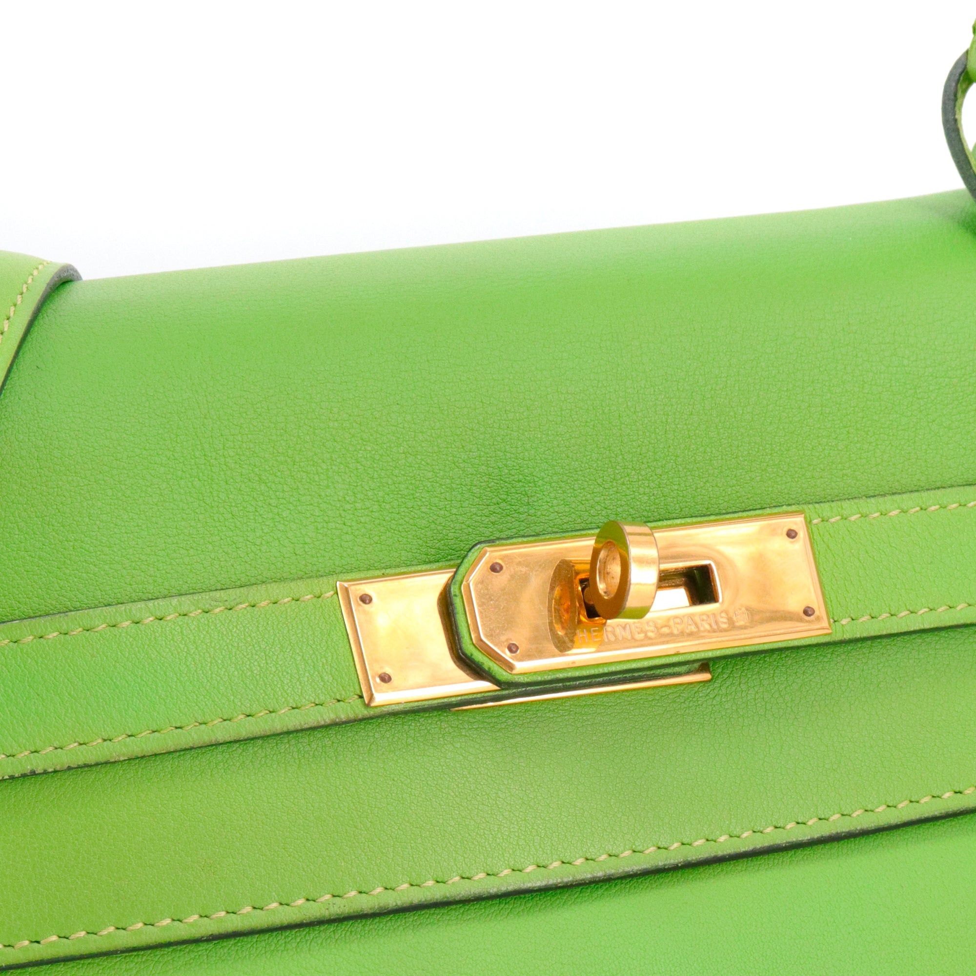 Hermes HERMÈS - Kelly 35 Hermès handbag in grany green swift leather Size ONE SIZE - 5 Thumbnail