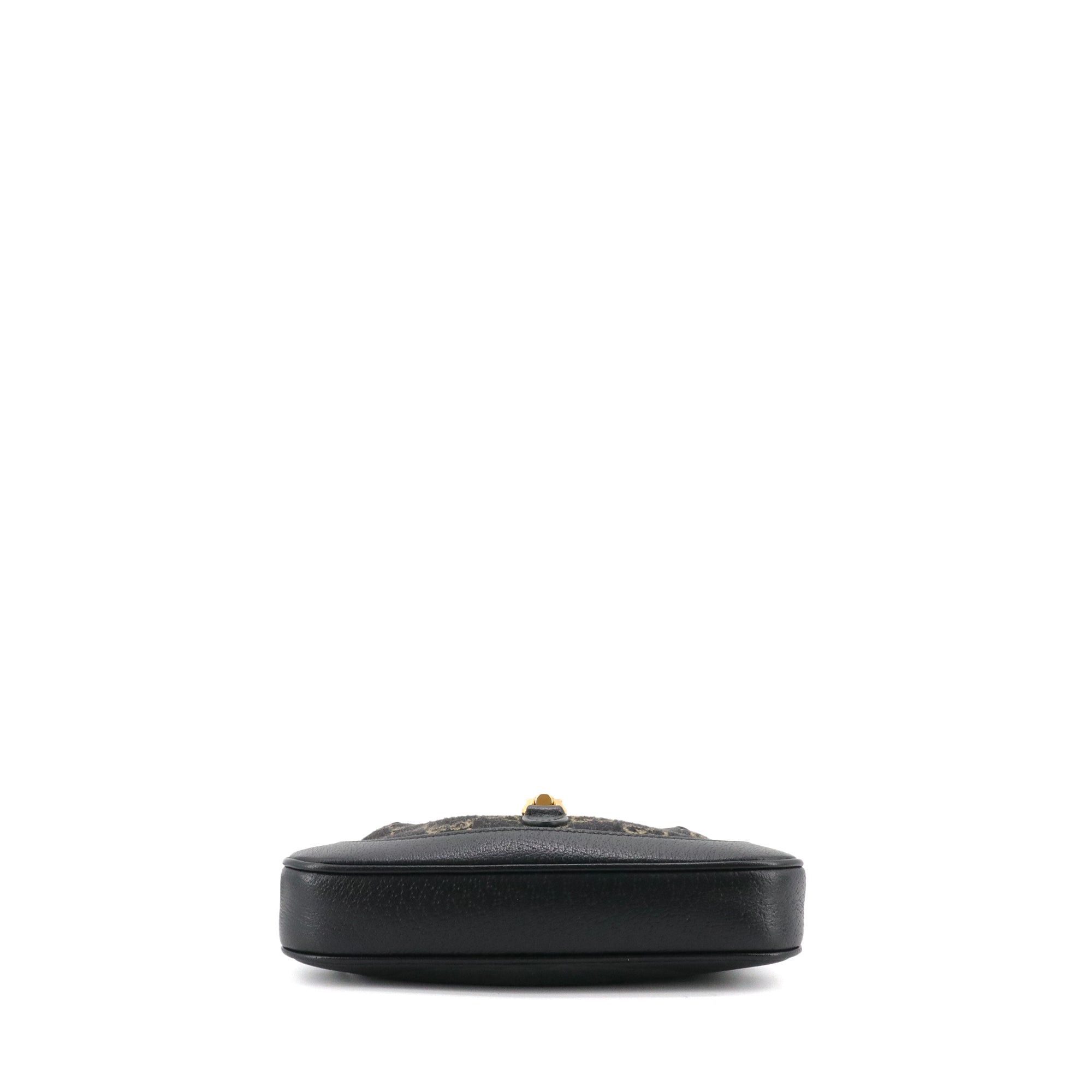 GUCCI - Gucci Jackie mini handbag in black denim and leather