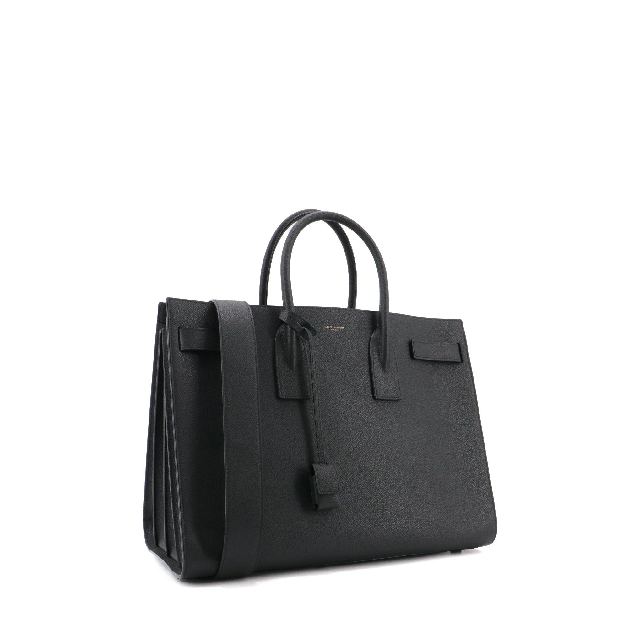 Saint Laurent Paris SAINT LAURENT - Large Saint Laurent Day Bag in black grained leather Size ONE SIZE - 2 Thumbnail