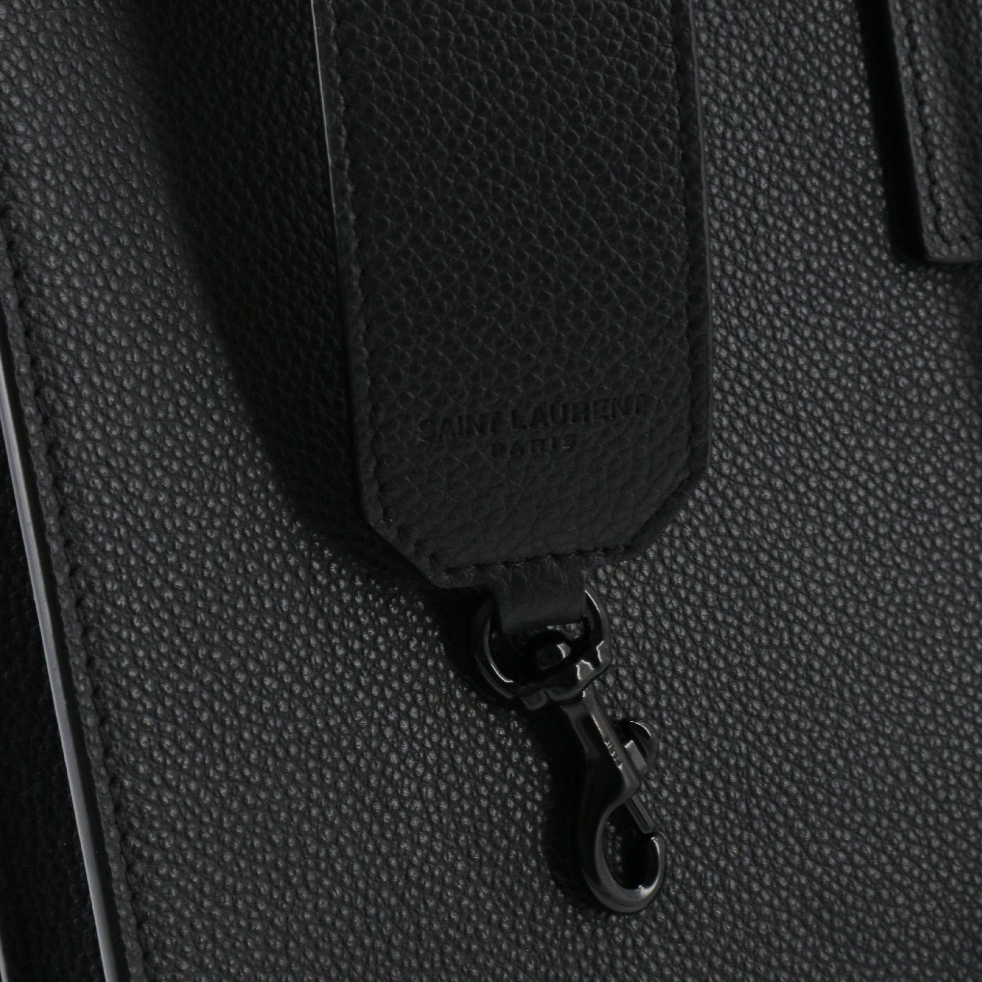 Saint Laurent Paris SAINT LAURENT - Large Saint Laurent Day Bag in black grained leather Size ONE SIZE - 8 Thumbnail