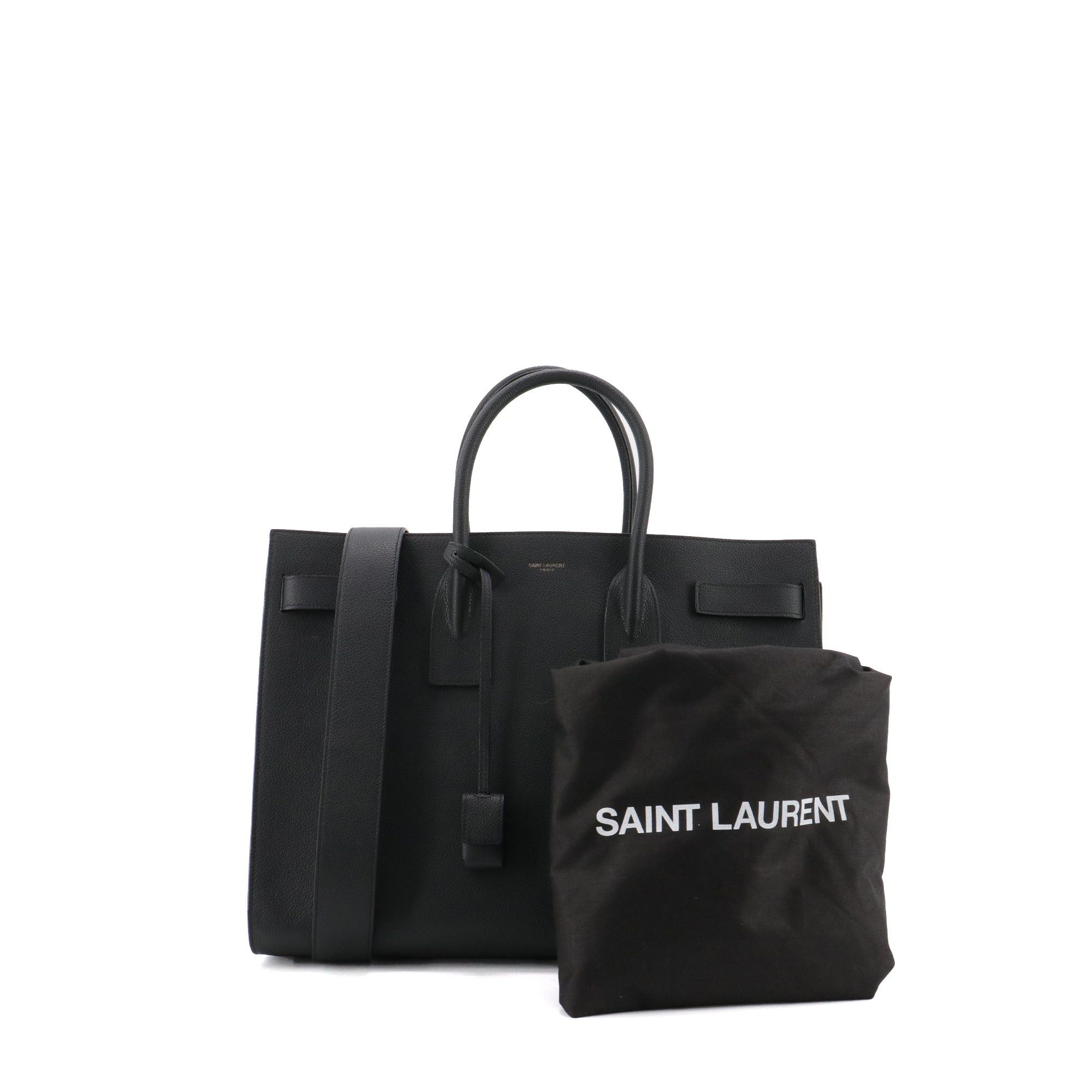 Saint Laurent Paris SAINT LAURENT - Large Saint Laurent Day Bag in black grained leather Size ONE SIZE - 11 Thumbnail