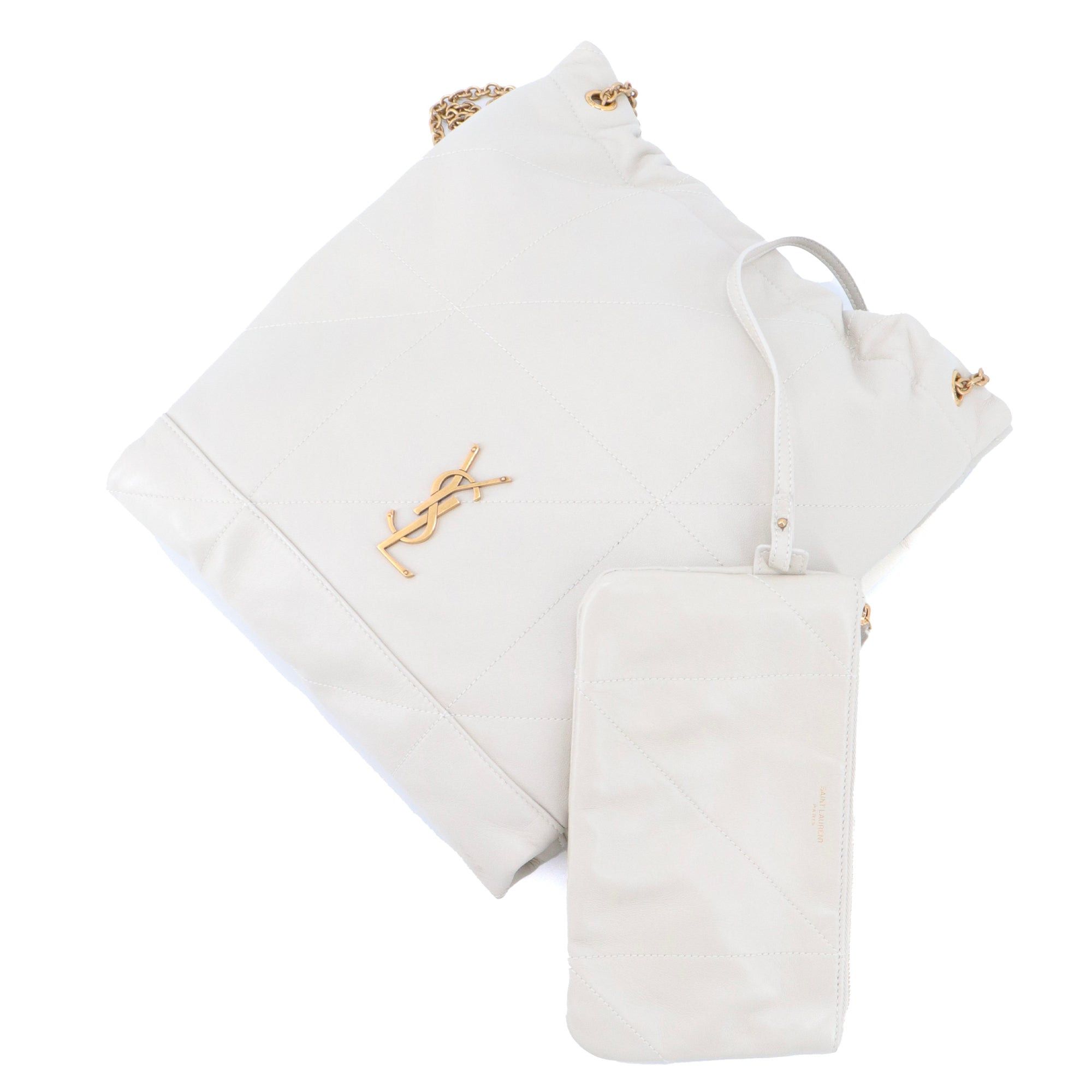 Saint Laurent Paris SAINT LAURENT - Jamie Pochon Saint Laurent shoulder bag in off-white leather Size ONE SIZE - 6 Thumbnail