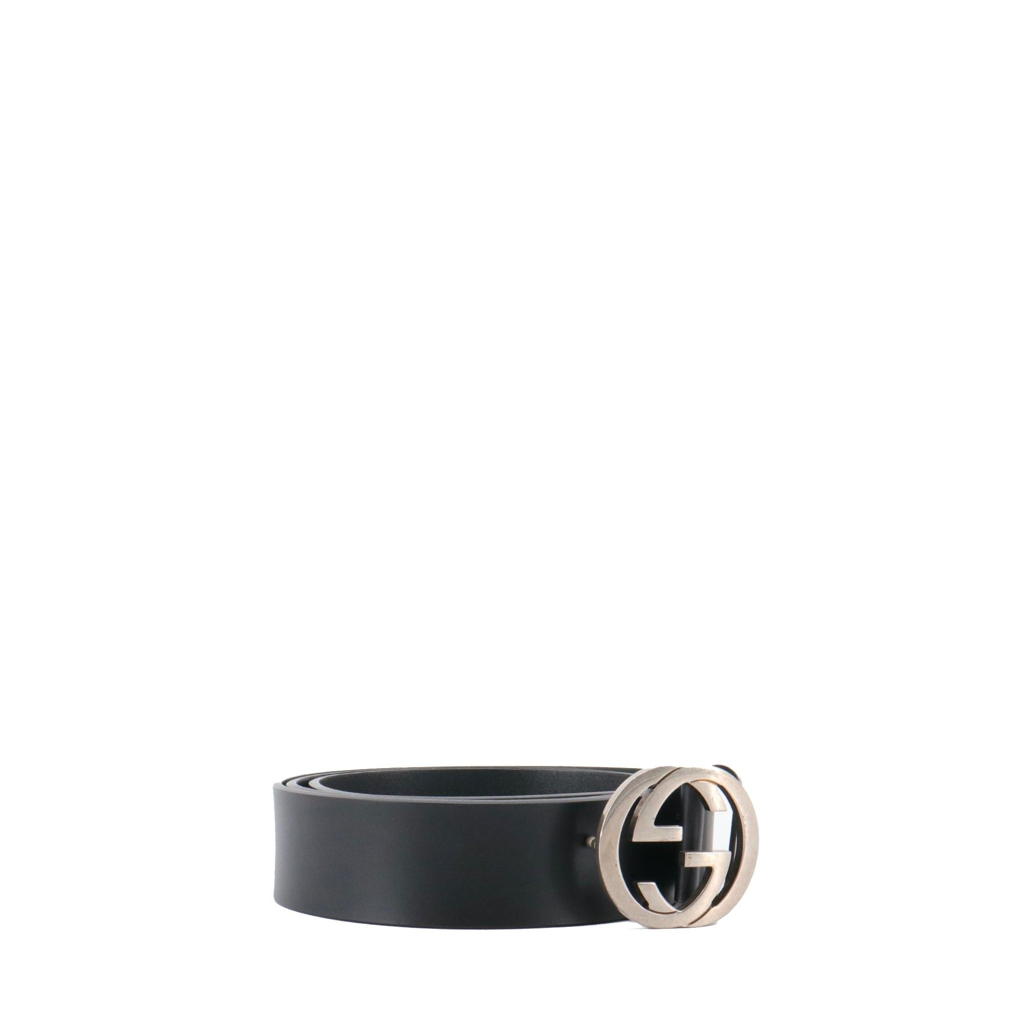 Gucci GUCCI - Gucci GG belt in black leather (T105) Size ONE SIZE - 2 Thumbnail