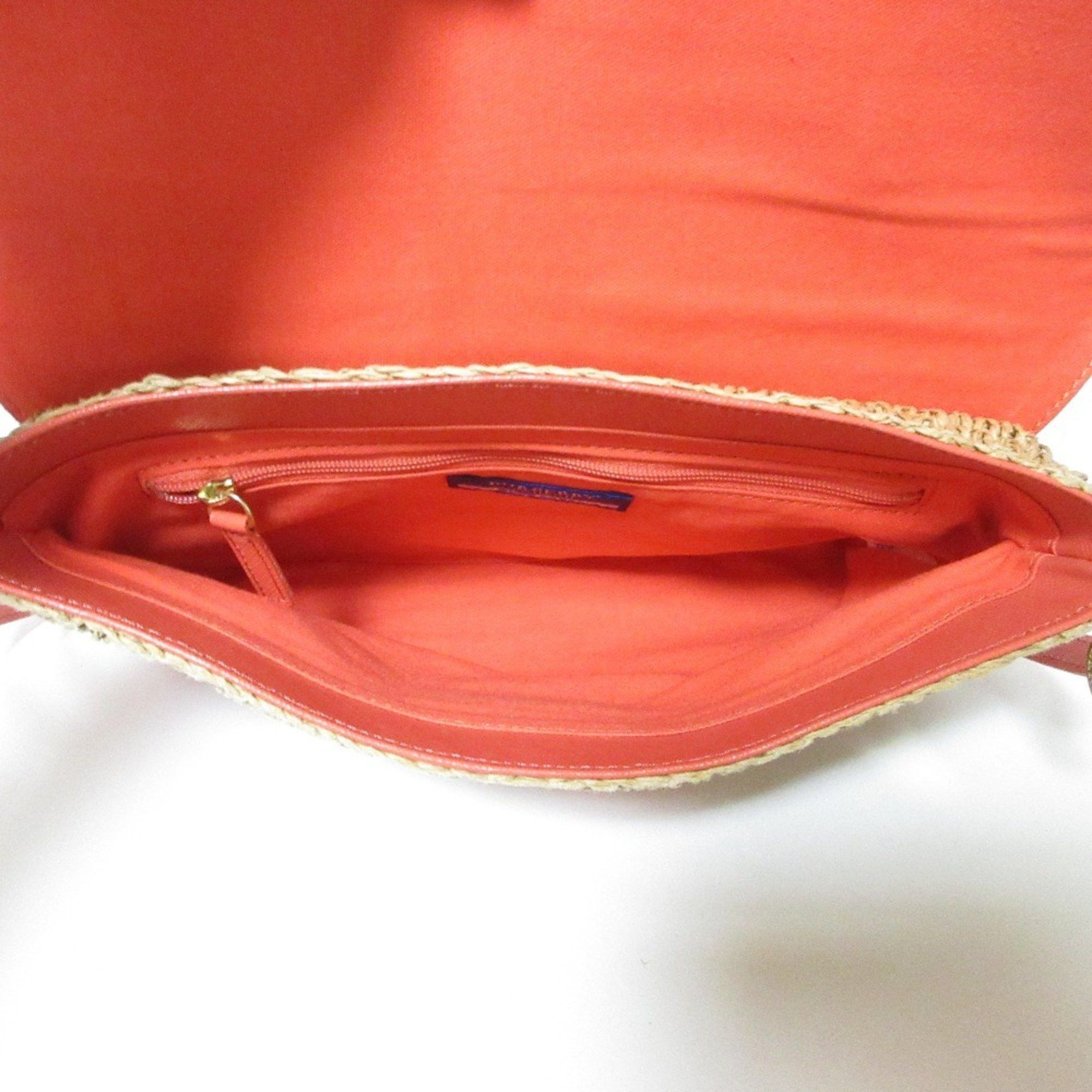 Burberry Burberry Blue Label Straw Leather Combination Shoulder Bag Salmon Pink Women's Size ONE SIZE - 4 Thumbnail