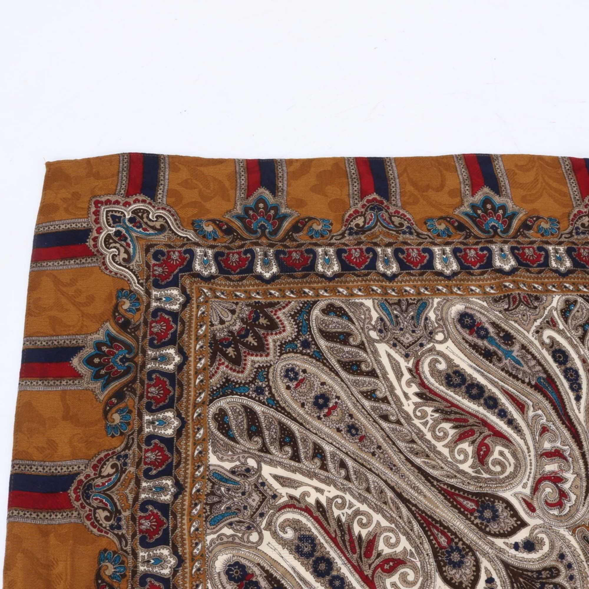 Yves Saint Laurent Yves Saint Laurent YSL Silk Blend Scarf Paisley Stole/Muffler Brown Women's Size ONE SIZE - 2 Thumbnail