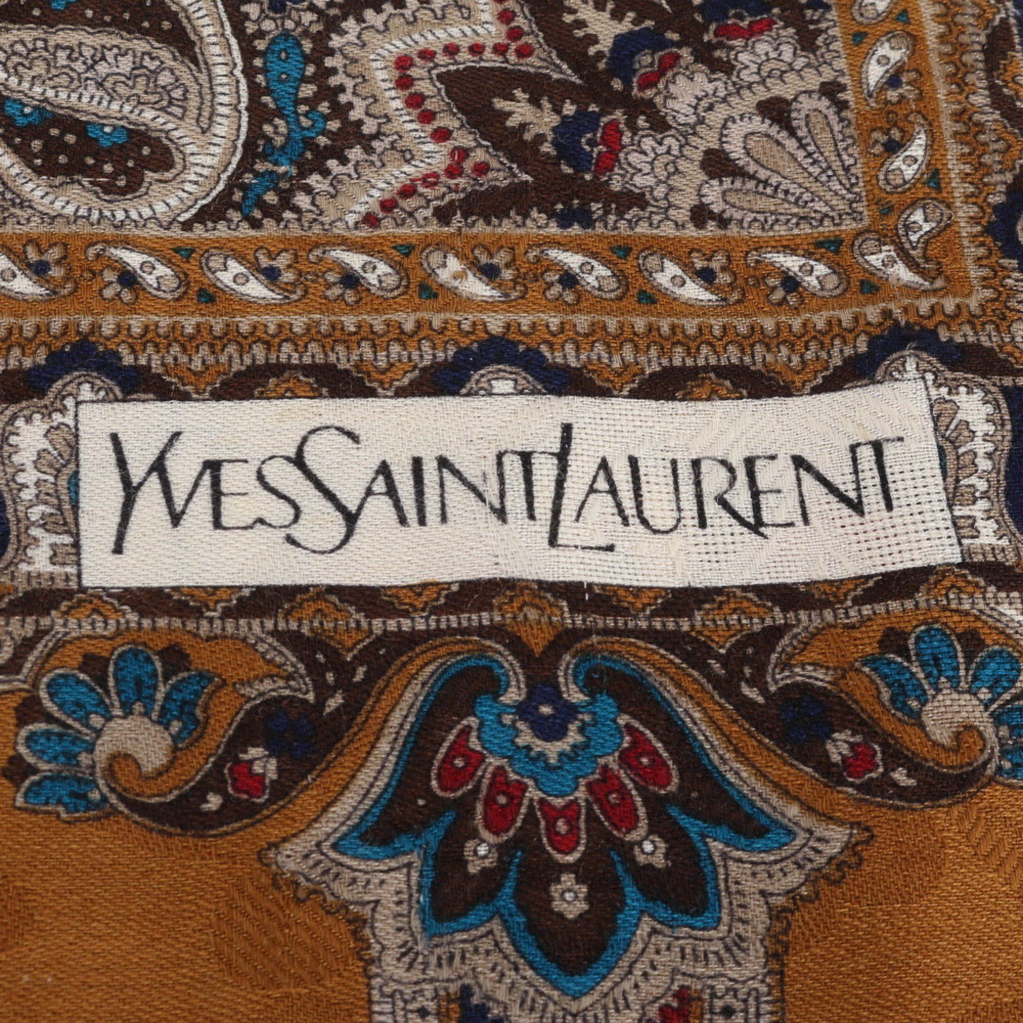 Yves Saint Laurent Yves Saint Laurent YSL Silk Blend Scarf Paisley Stole/Muffler Brown Women's Size ONE SIZE - 6 Thumbnail