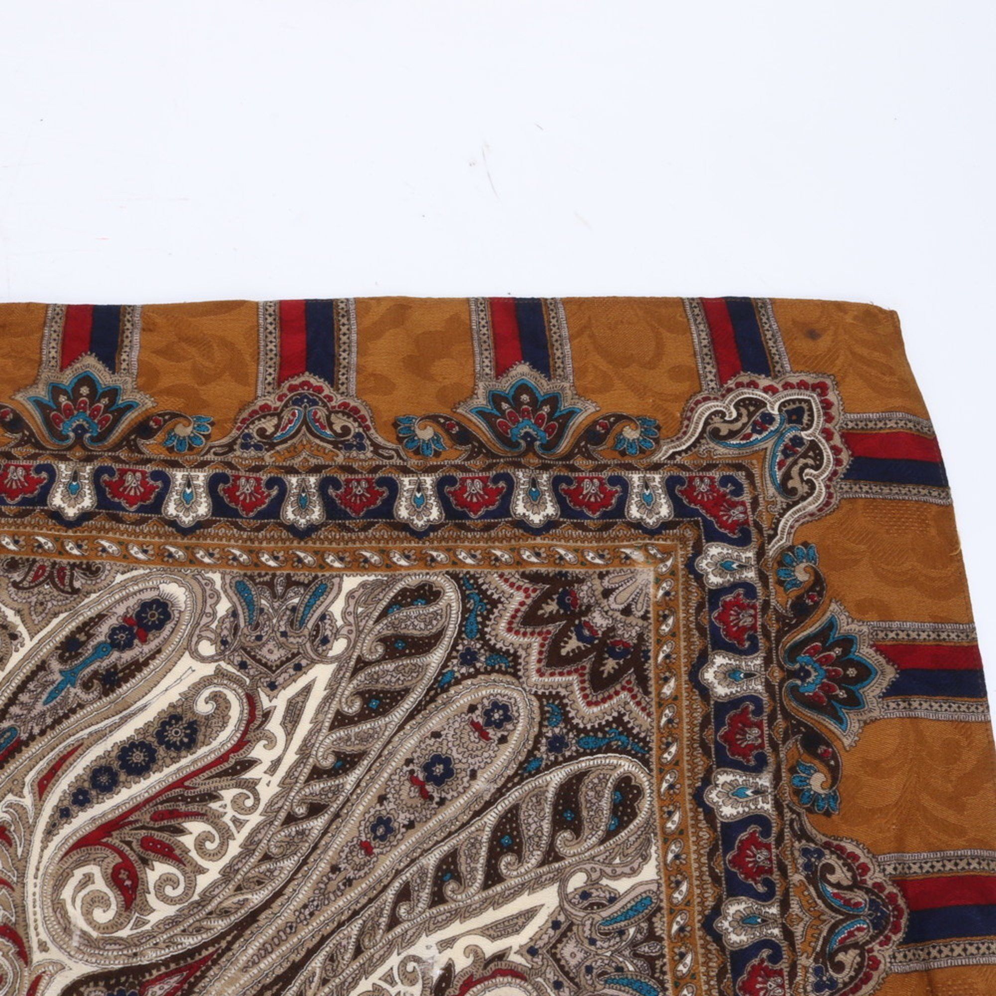 Yves Saint Laurent Yves Saint Laurent YSL Silk Blend Scarf Paisley Stole/Muffler Brown Women's Size ONE SIZE - 3 Thumbnail