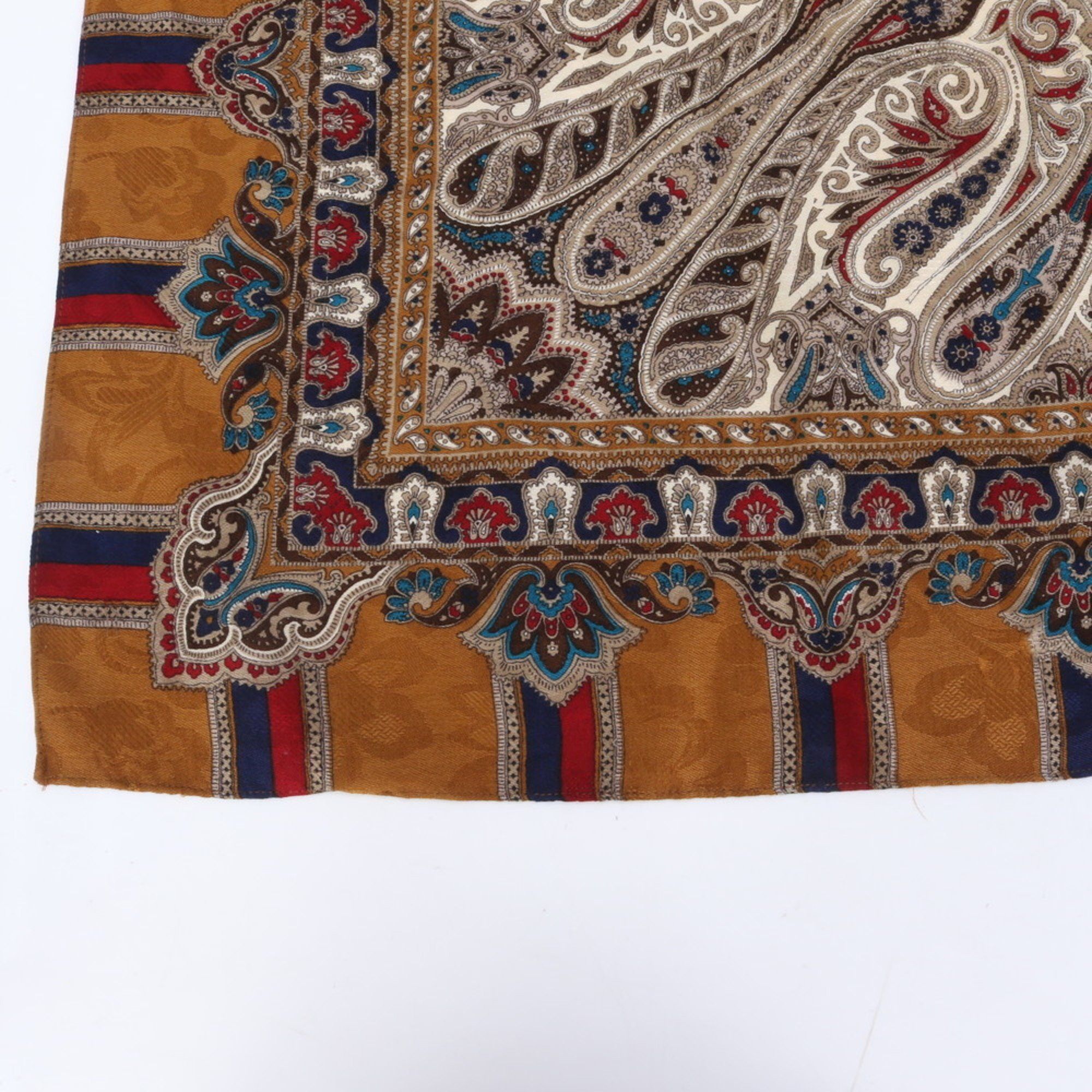 Yves Saint Laurent Yves Saint Laurent YSL Silk Blend Scarf Paisley Stole/Muffler Brown Women's Size ONE SIZE - 4 Thumbnail