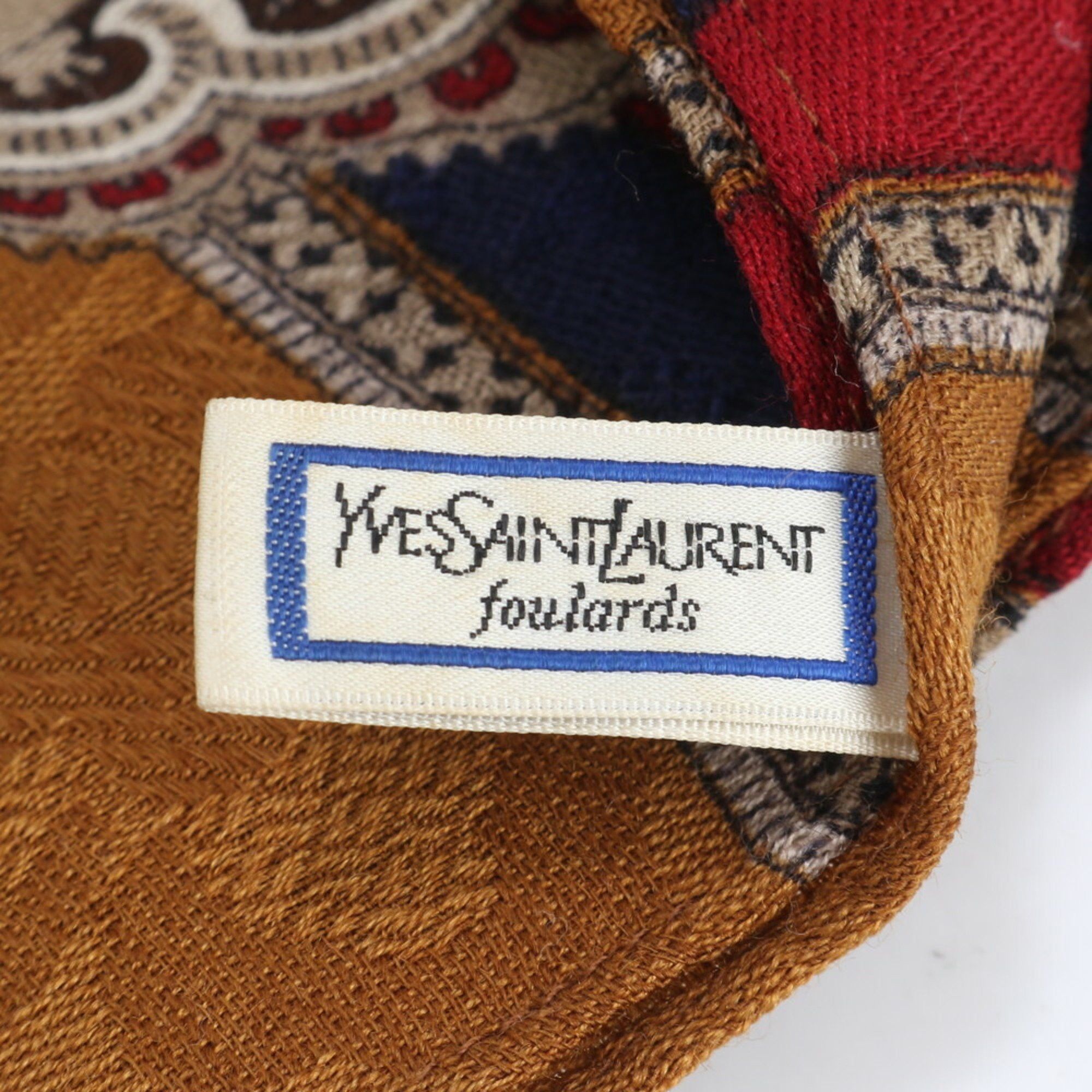 Yves Saint Laurent Yves Saint Laurent YSL Silk Blend Scarf Paisley Stole/Muffler Brown Women's Size ONE SIZE - 7 Thumbnail